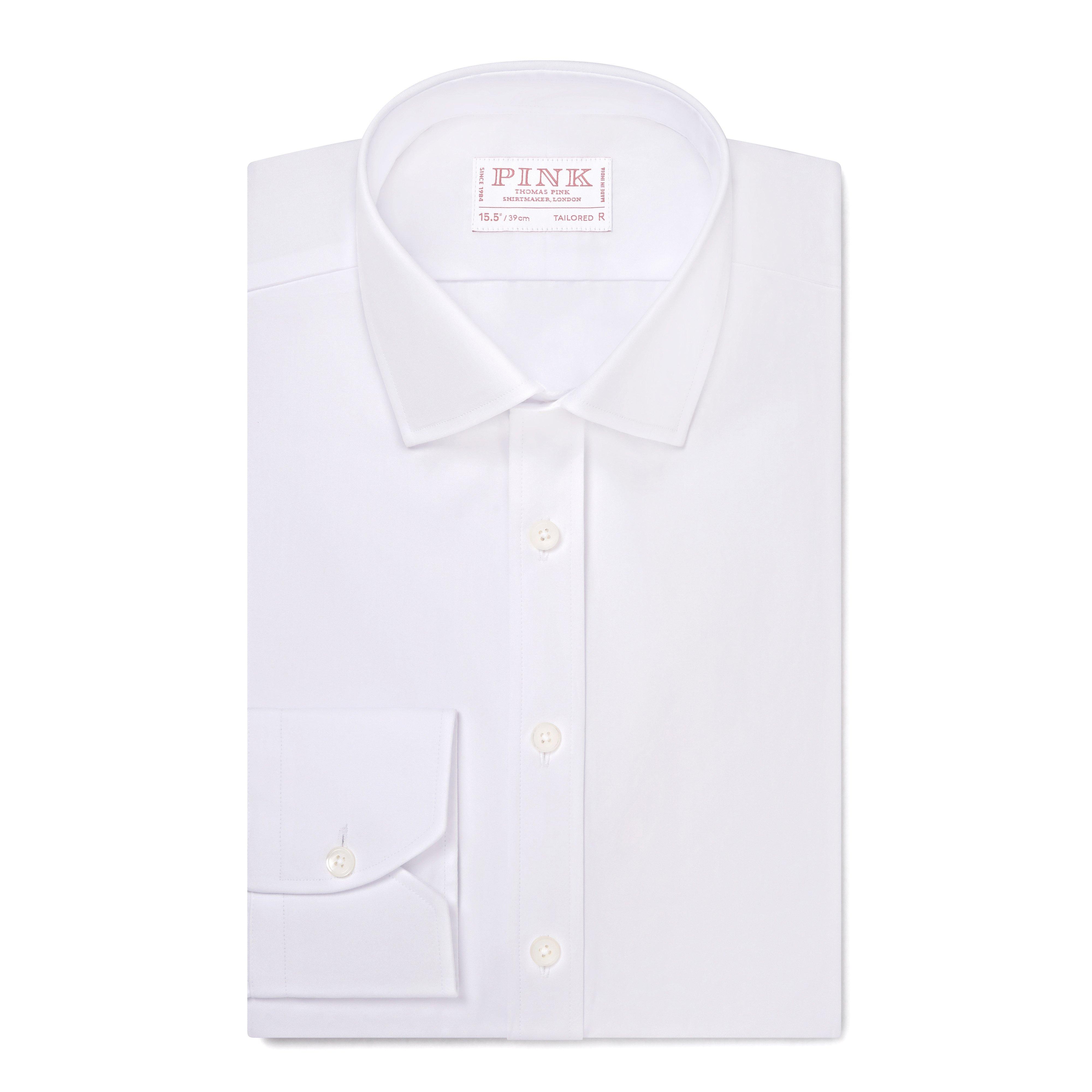 Men' Thomas PINK Cotton Button Down Long Sleeve Shirt in Pink/White Size 15