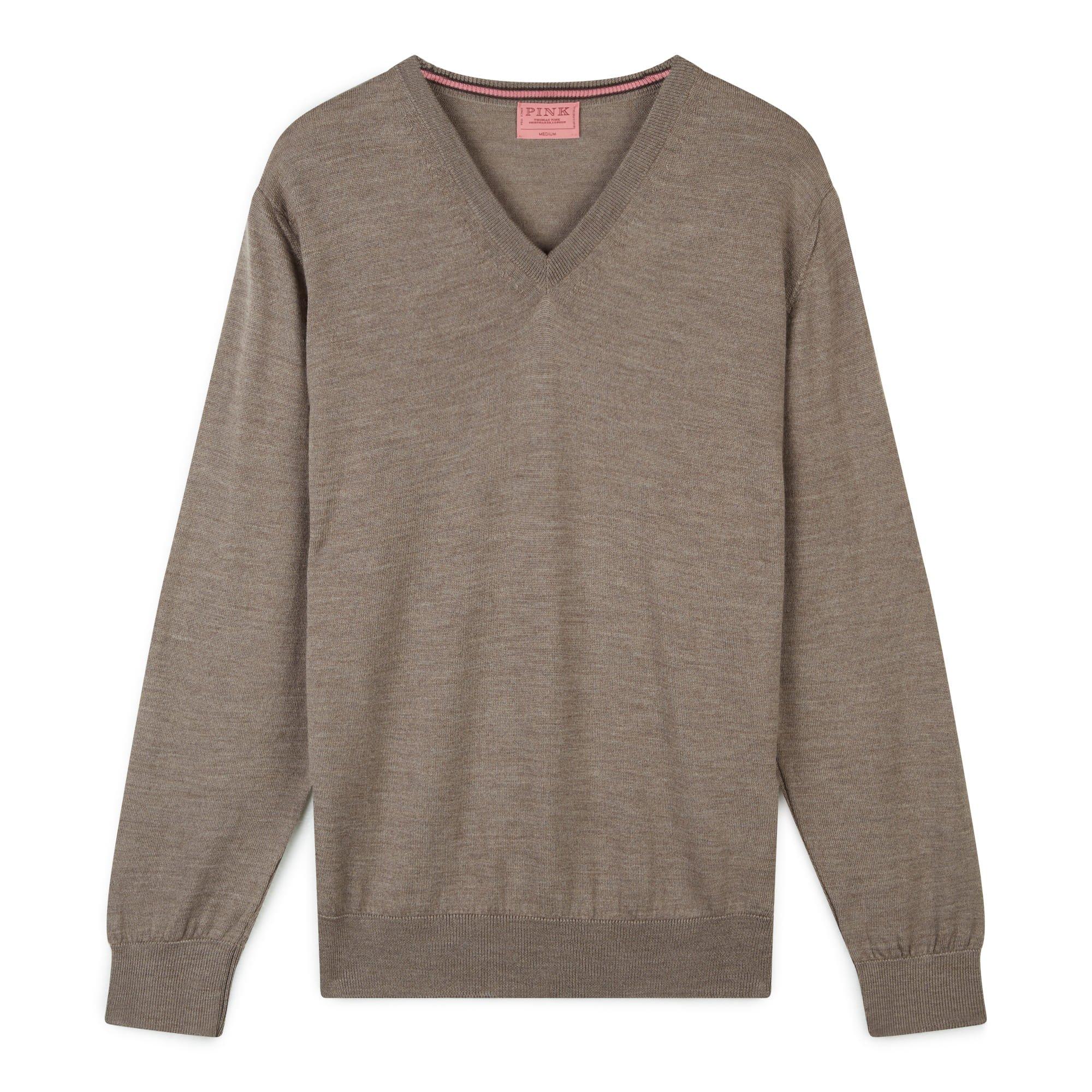 PINK THOMAS PINK WOOL/CASHMERE top BLEND GRAY SWEATER ELBOW PATCHES XL