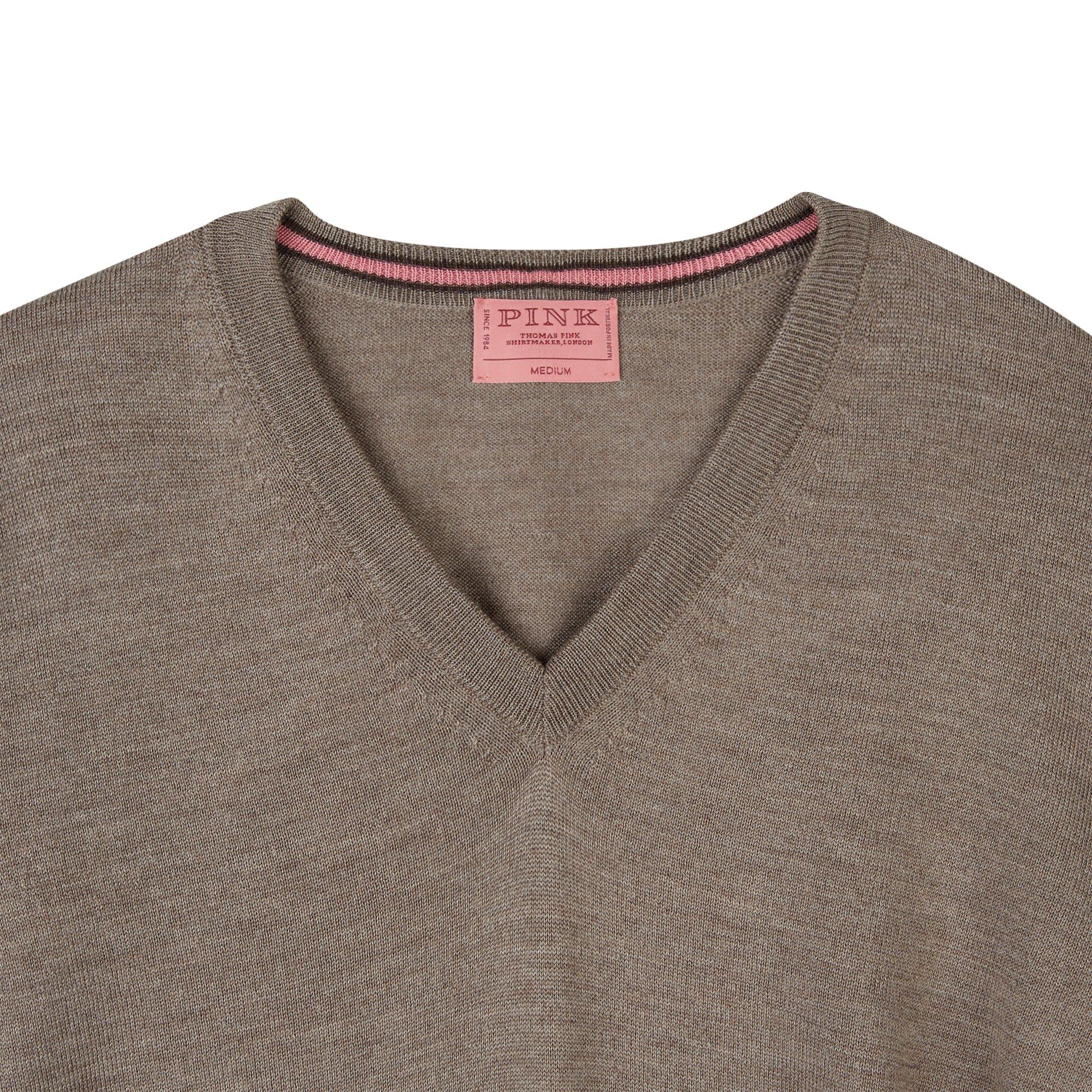 PINK THOMAS PINK WOOL/CASHMERE BLEND GRAY SWEATER 2024 ELBOW PATCHES XL