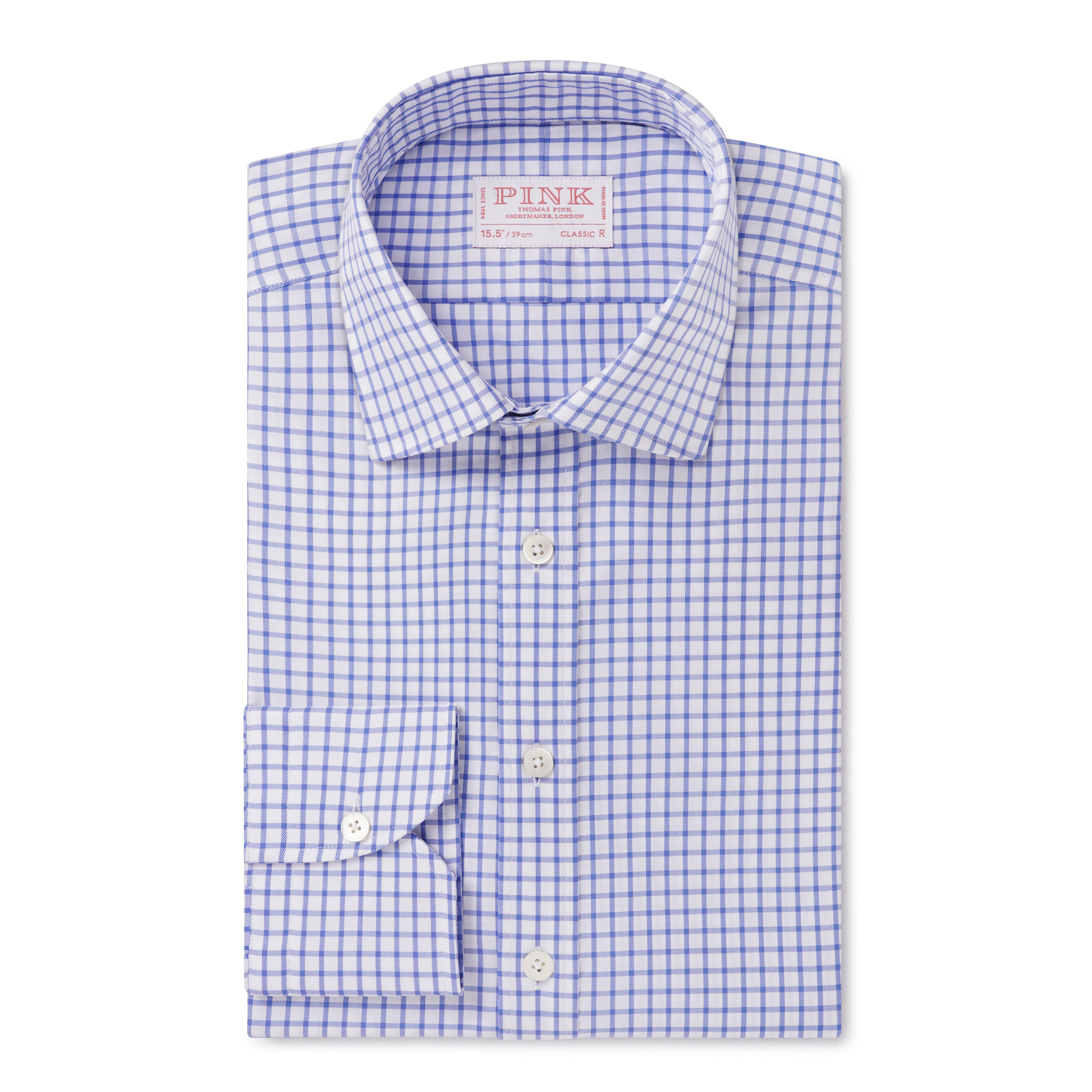 Thomas Pink Men's Checkered Button Down Shirts Pink Blue Size M L Lot 2