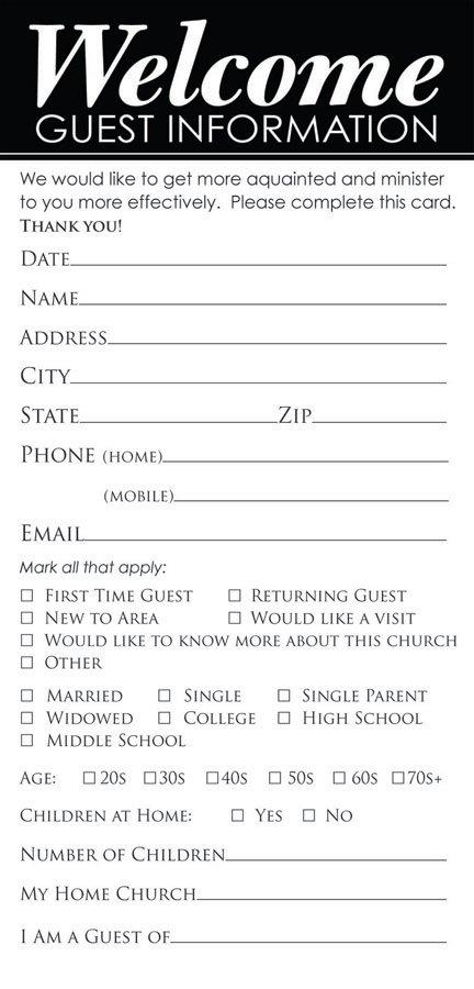 Guest Information Cards, 5 x 2.875 inches, Set of 50 | Mardel | 1693811