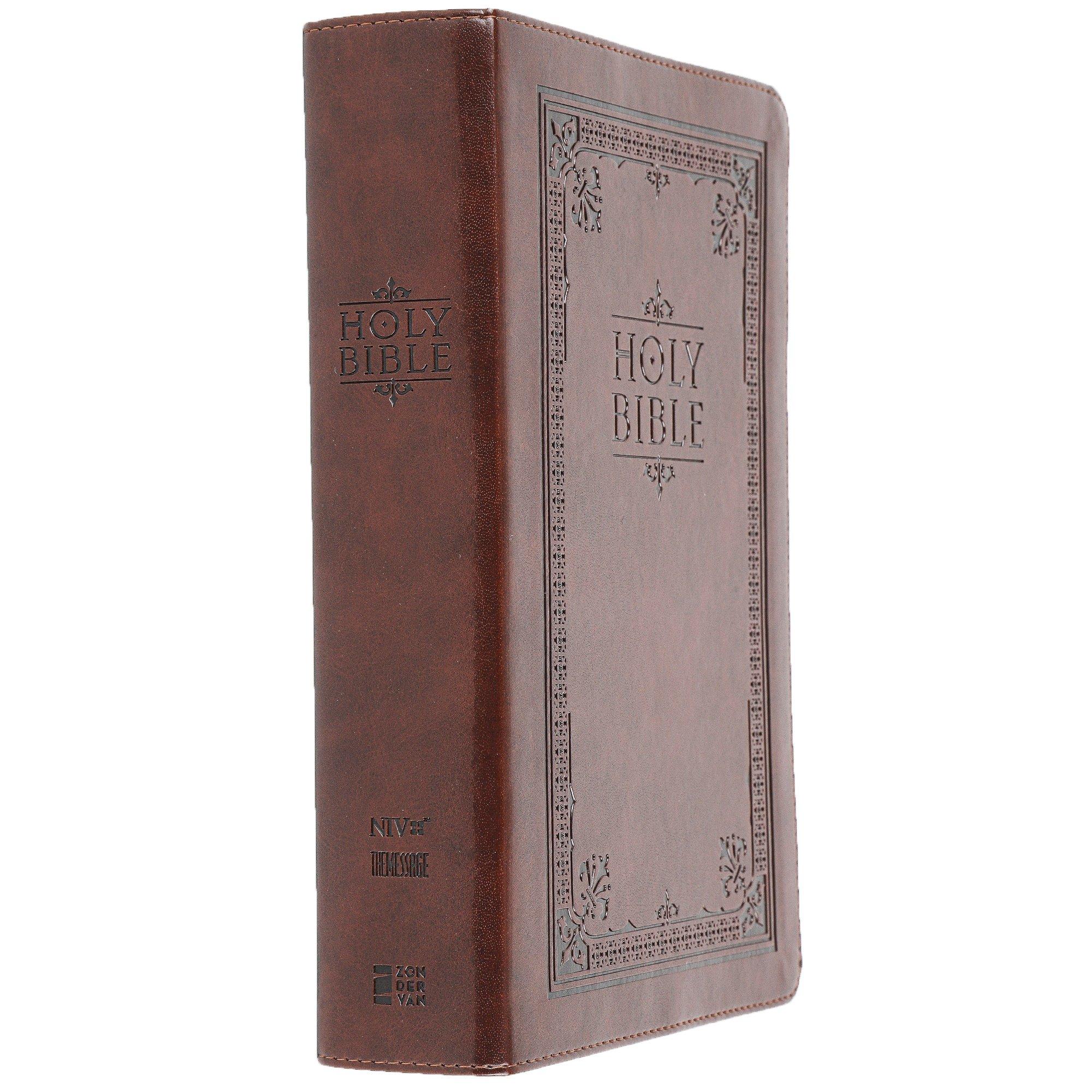 MS Bibleセット NIV Message Large Print Parallel Bible, Imitation Leather, Brown