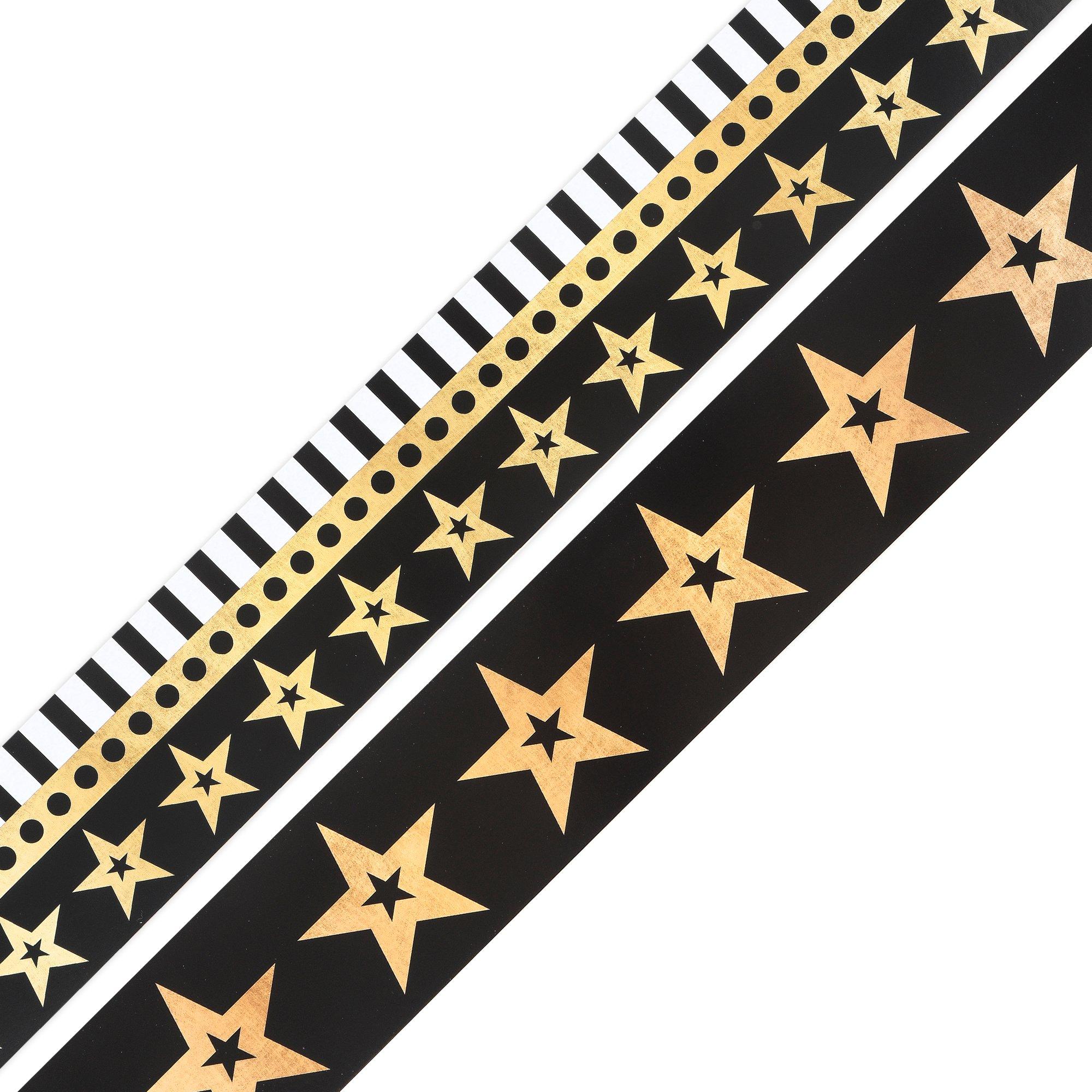 Glimmer of Gold Stars and Stripes Wide Double-Sided Border, 38 Feet ...