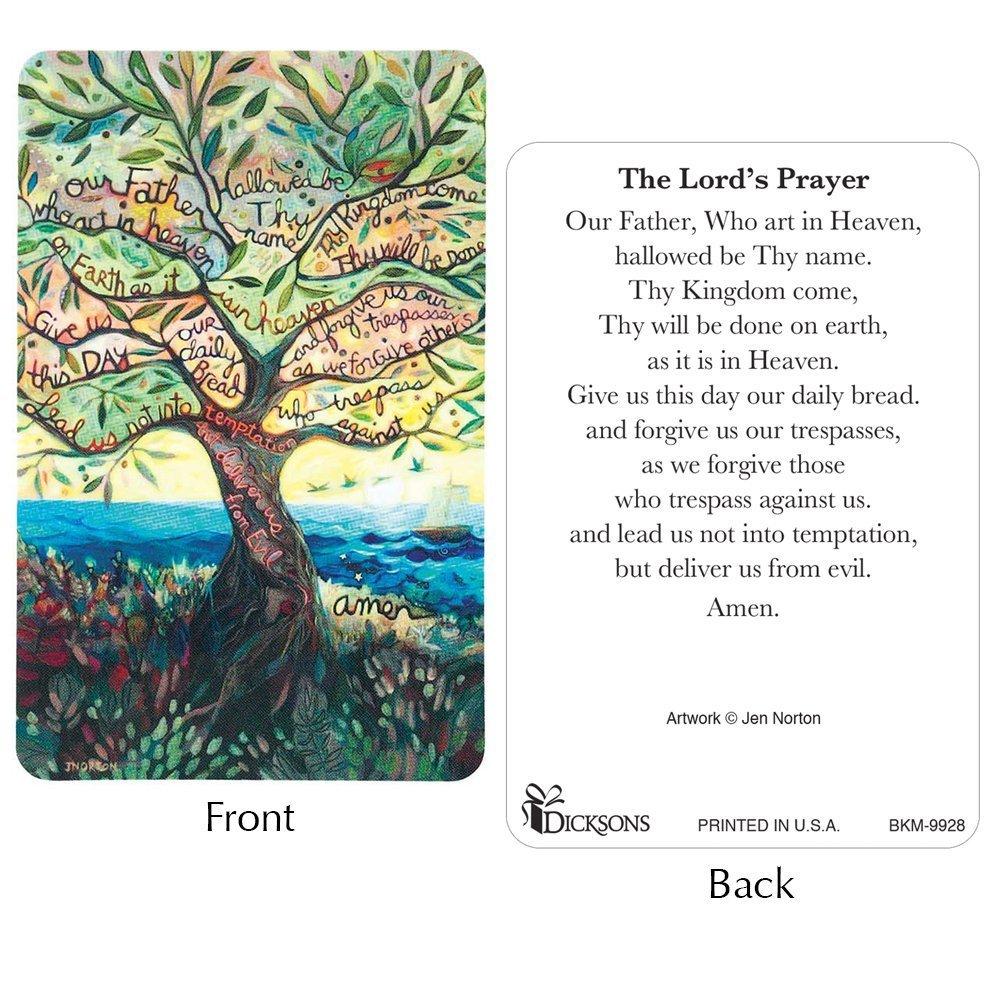 KJV Lord's Prayer Pocket Cards - Pack Of 12 Laminated Bookmarks Tan/White