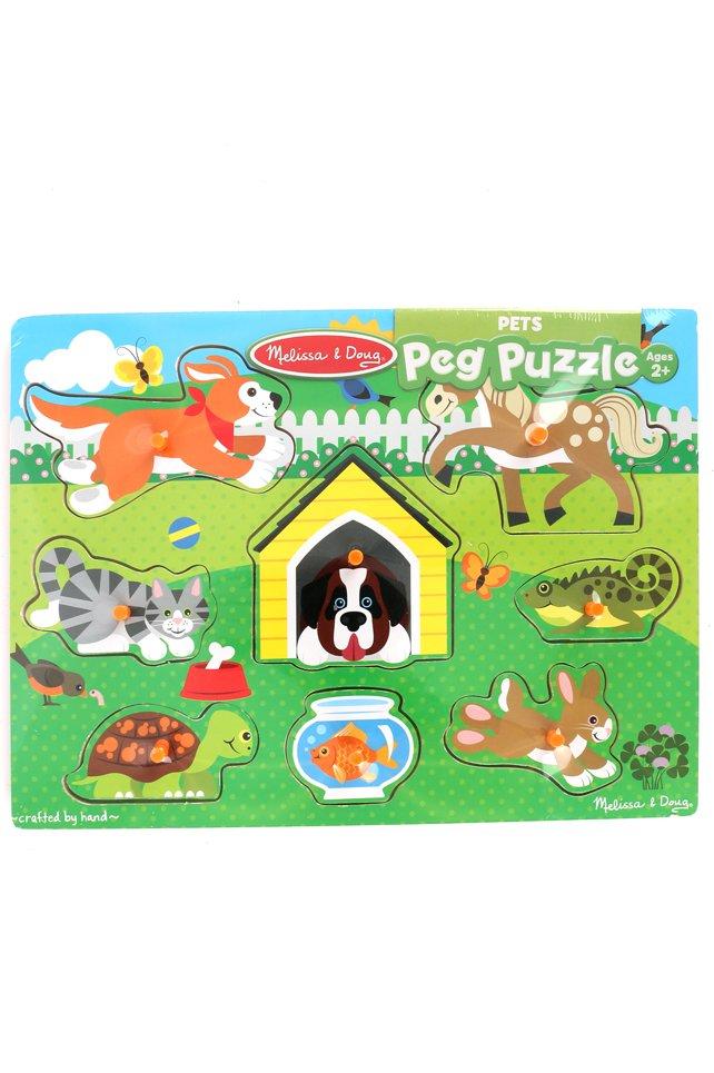 Melissa & Doug Pets Wooden Peg Puzzle - 8 Pieces For Toddlers Ages 2+