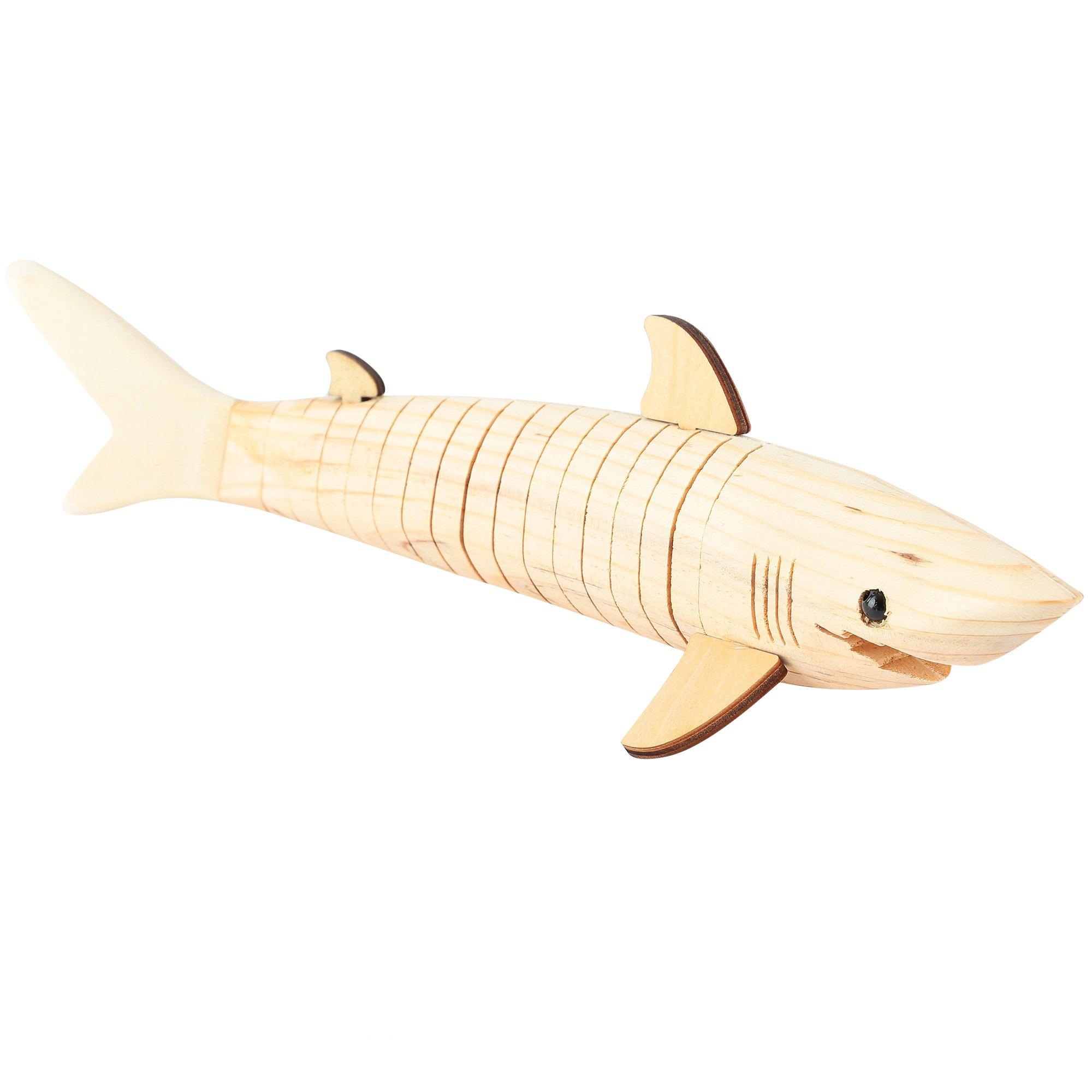 Woodpile Fun Wood Wiggle Shark 3 x 13 Inches Natural 1 Each Mardel 3738549