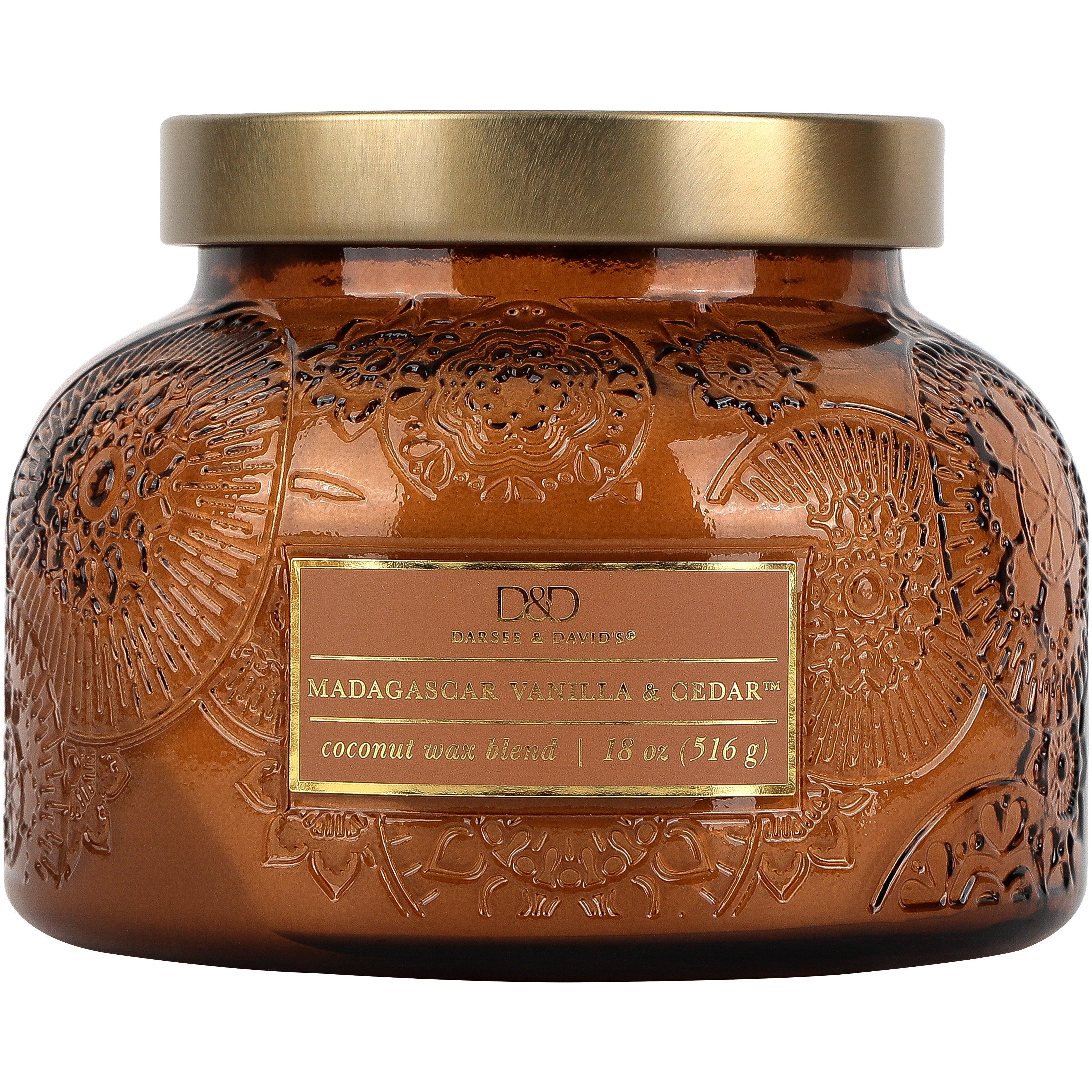 Madagascar Vanilla & Cedar Embossed Jar Candle, by Darsee