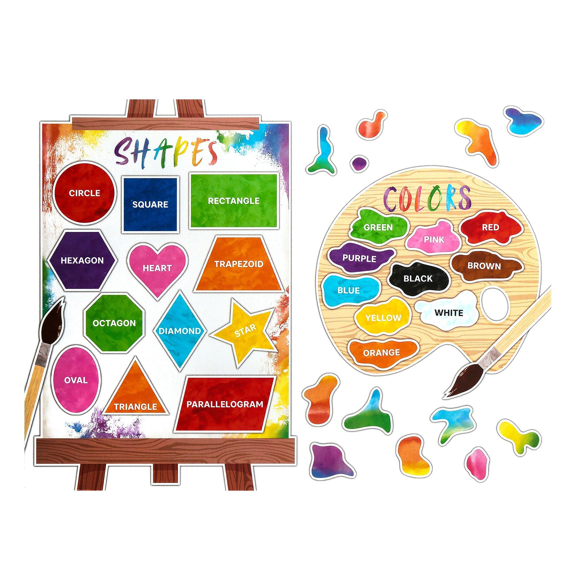 Renewing Minds, Colors and Shapes Mini Bulletin Board Set, 46 Pieces