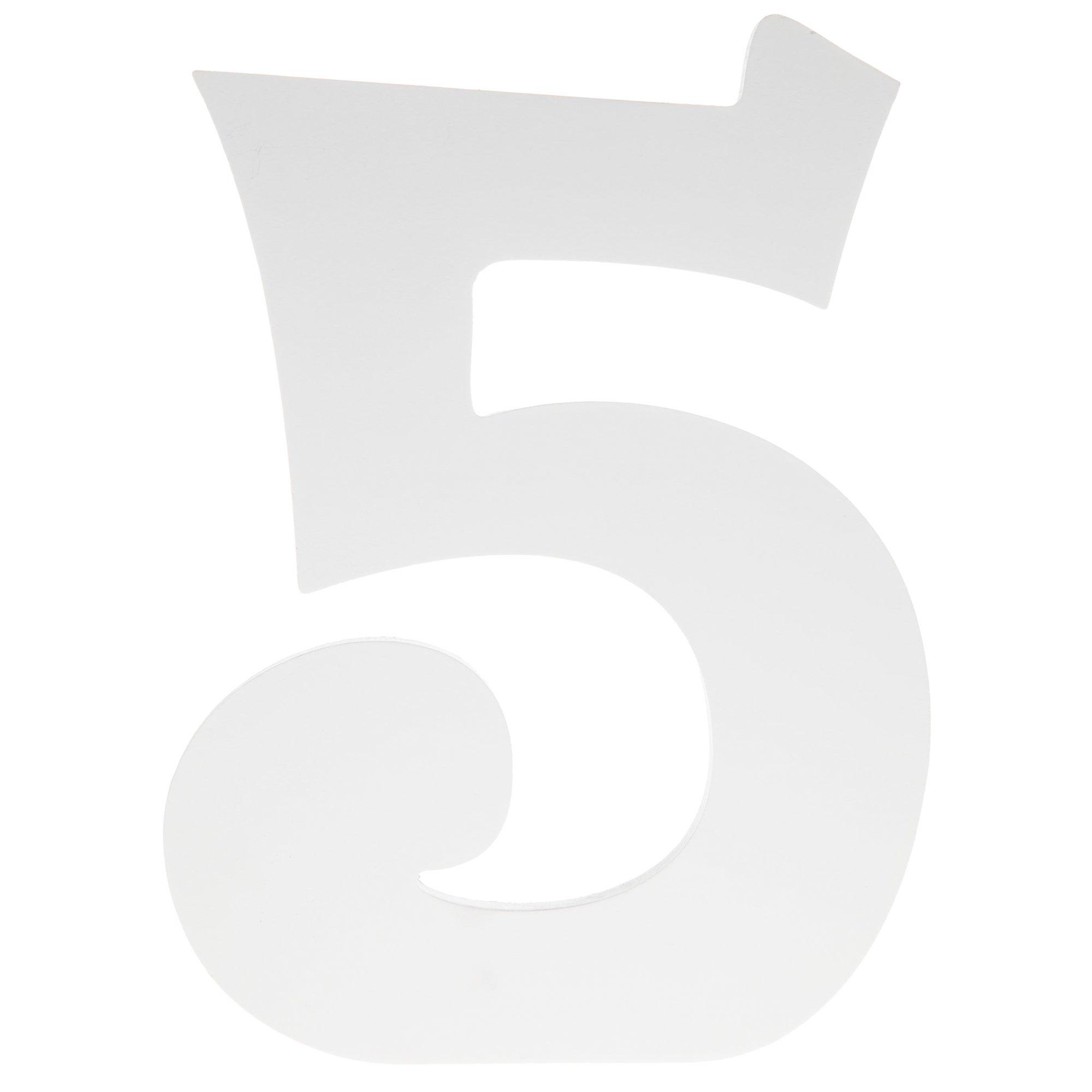 Funky Number 5, Wood, White, 9 x 6 1/4 inches | Mardel | 3838869