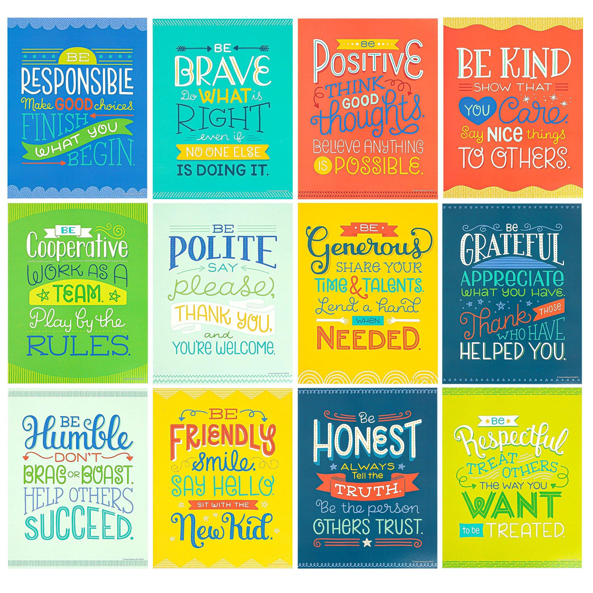 Positive Character Traits Mini Poster Set, 8.5 x 11 Inches, Pack of 12 ...