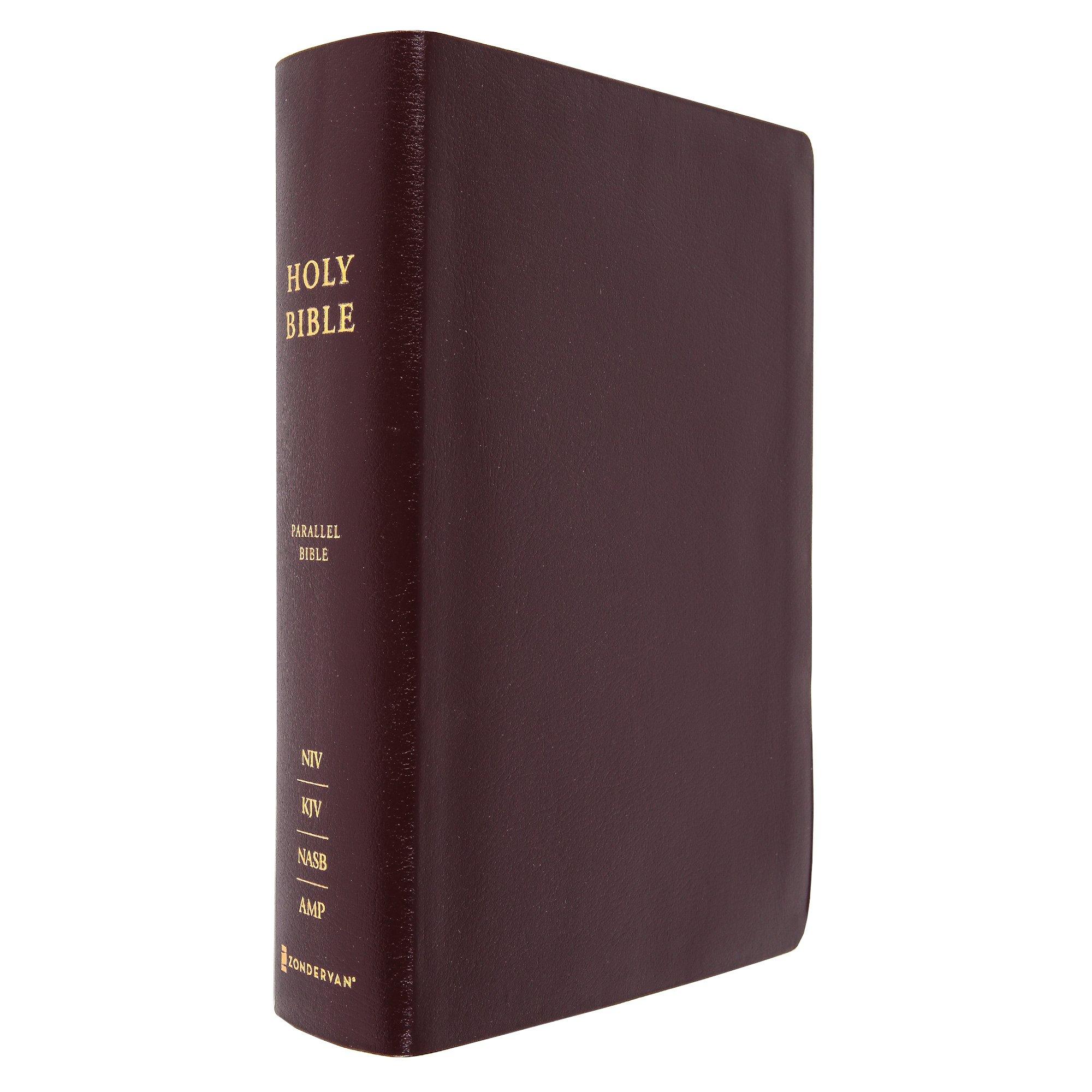 NIV KJV NASB AMP Parallel Bible, Bonded Leather, Burgundy | Mardel
