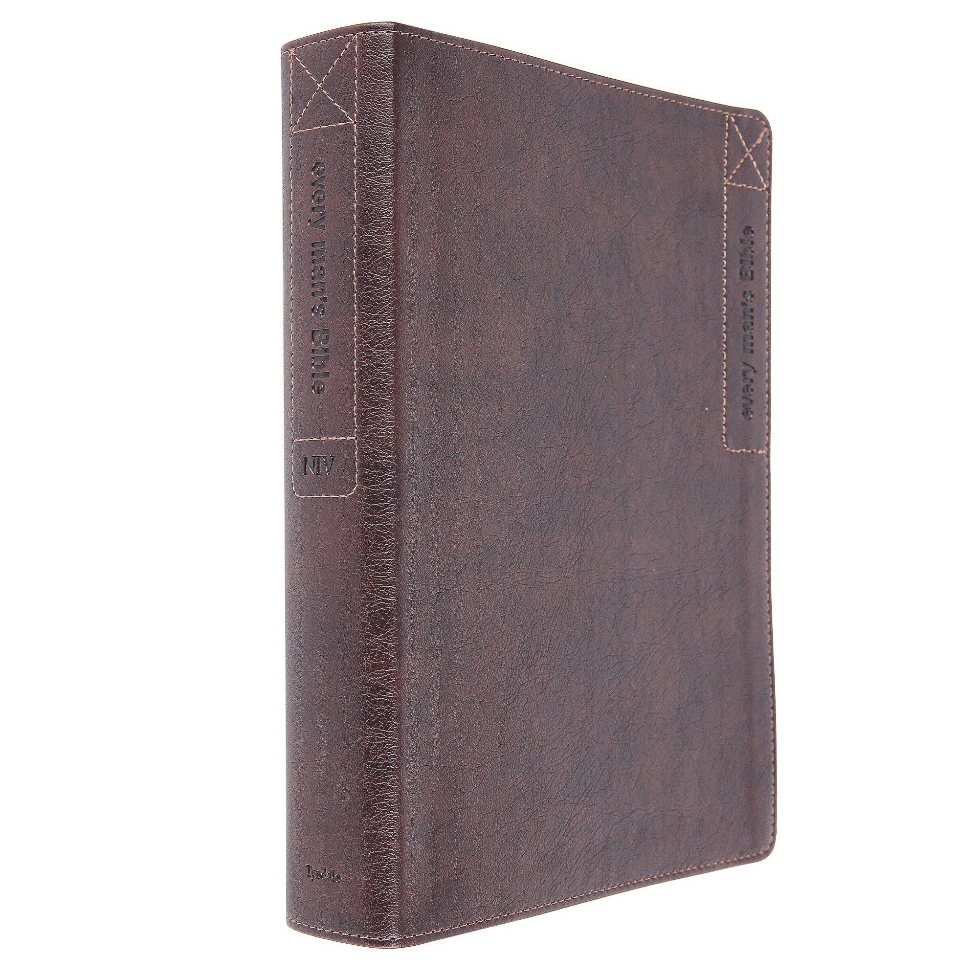 NIV Every Mans Large Print Bible, Imitation Leather, Rustic Brown