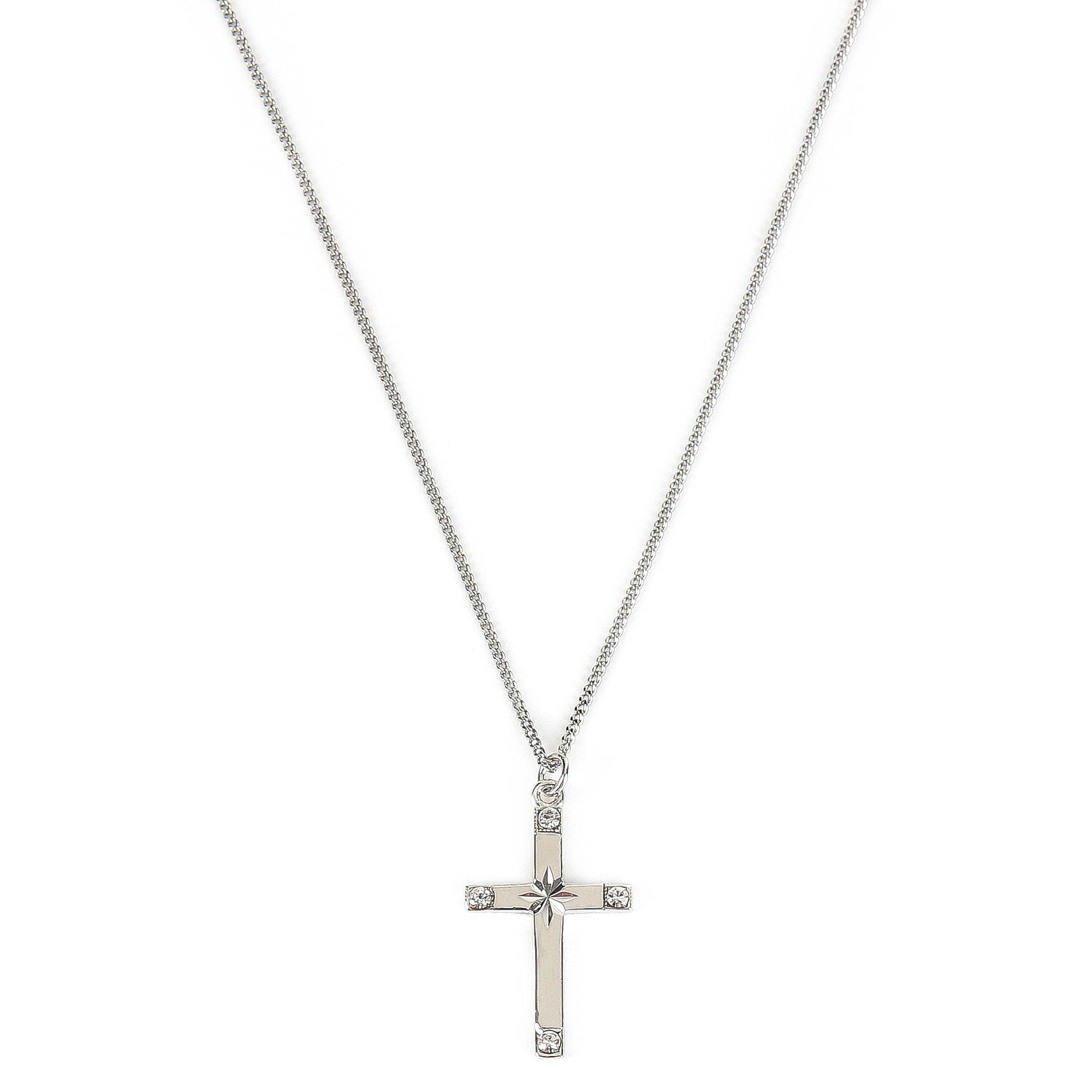 Cross & Star Pendant Necklace, 18 inches