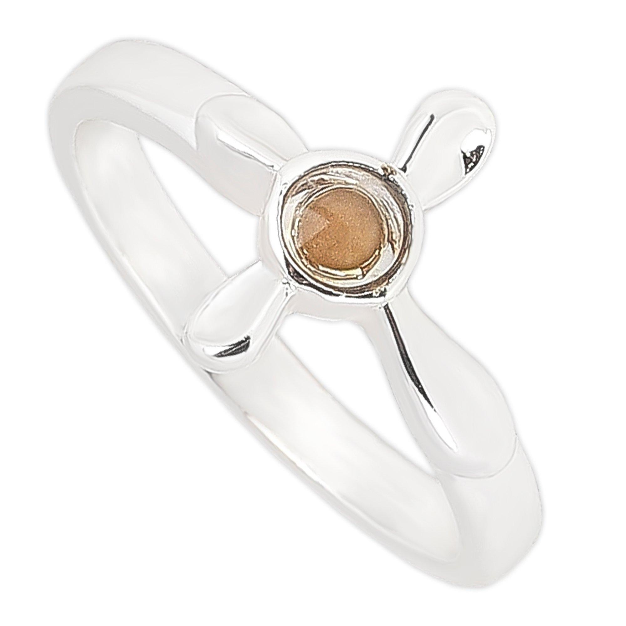Mustard Seed Petal Cross Ring - Silver Plated Stainless Steel Faith Ring, Size 7