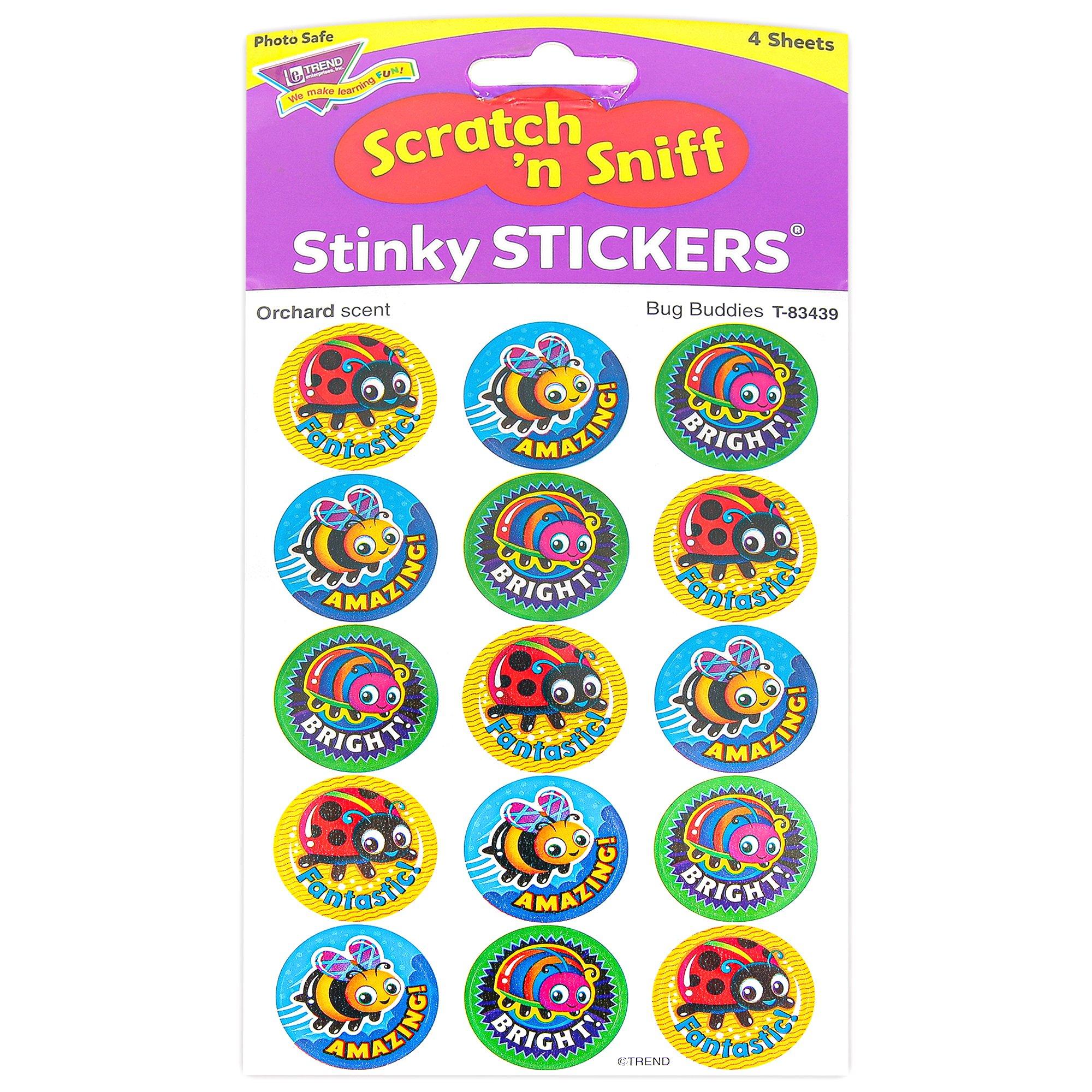 Bug Buddies Scratch n Sniff Stinky Stickers, Large Round, 60 Pack ...