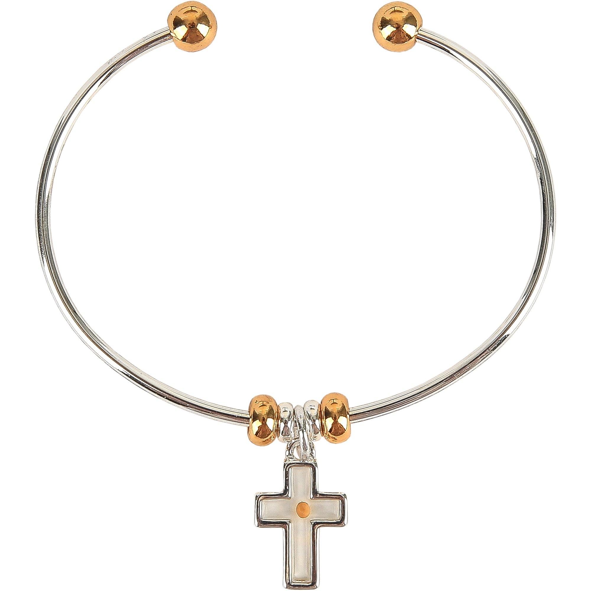 Epic Jewelry Designs Mustard Seed Cross Shaped Cuff Bracelet