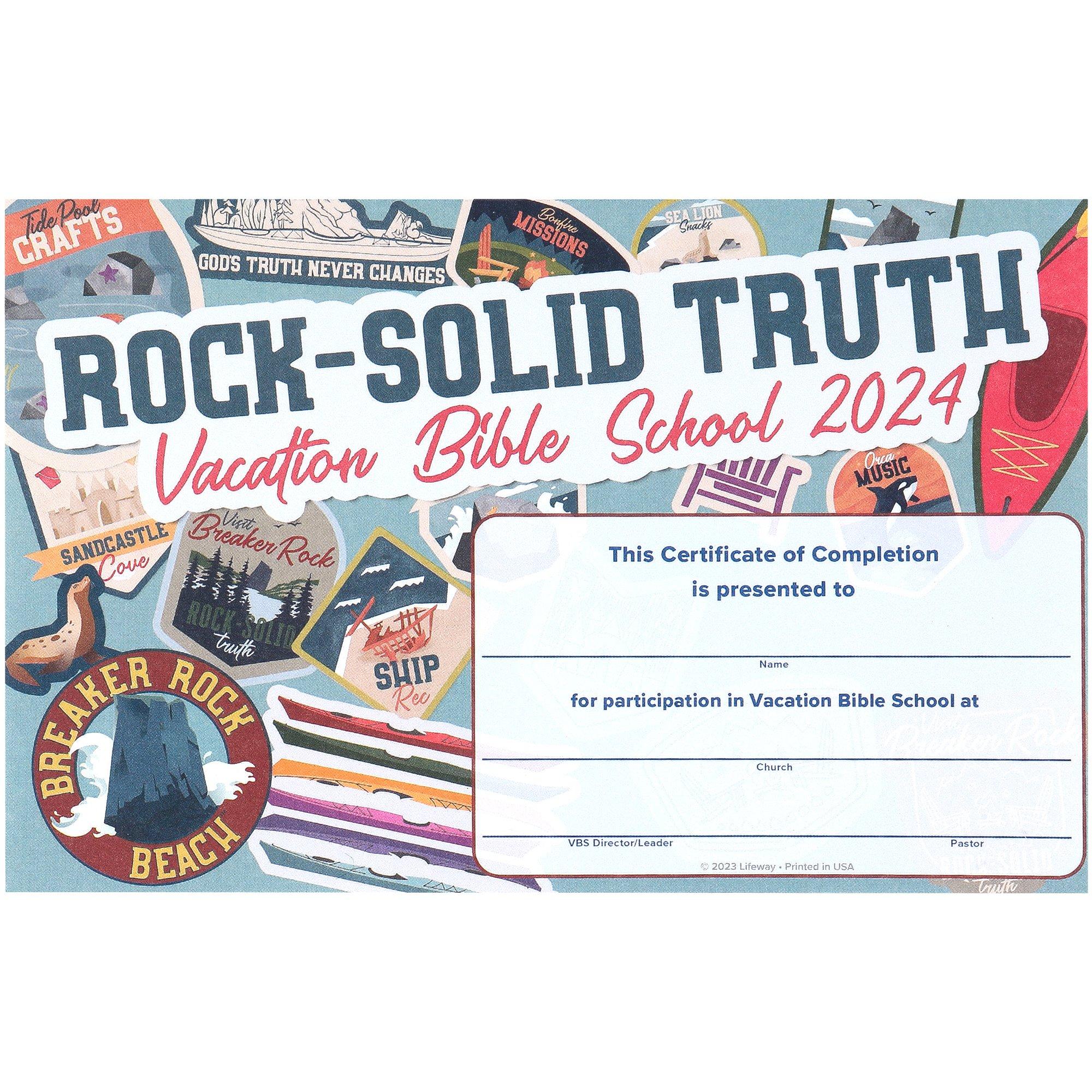 VBS 2024 Breaker Rock Certificates of Completion, 50 count Mardel