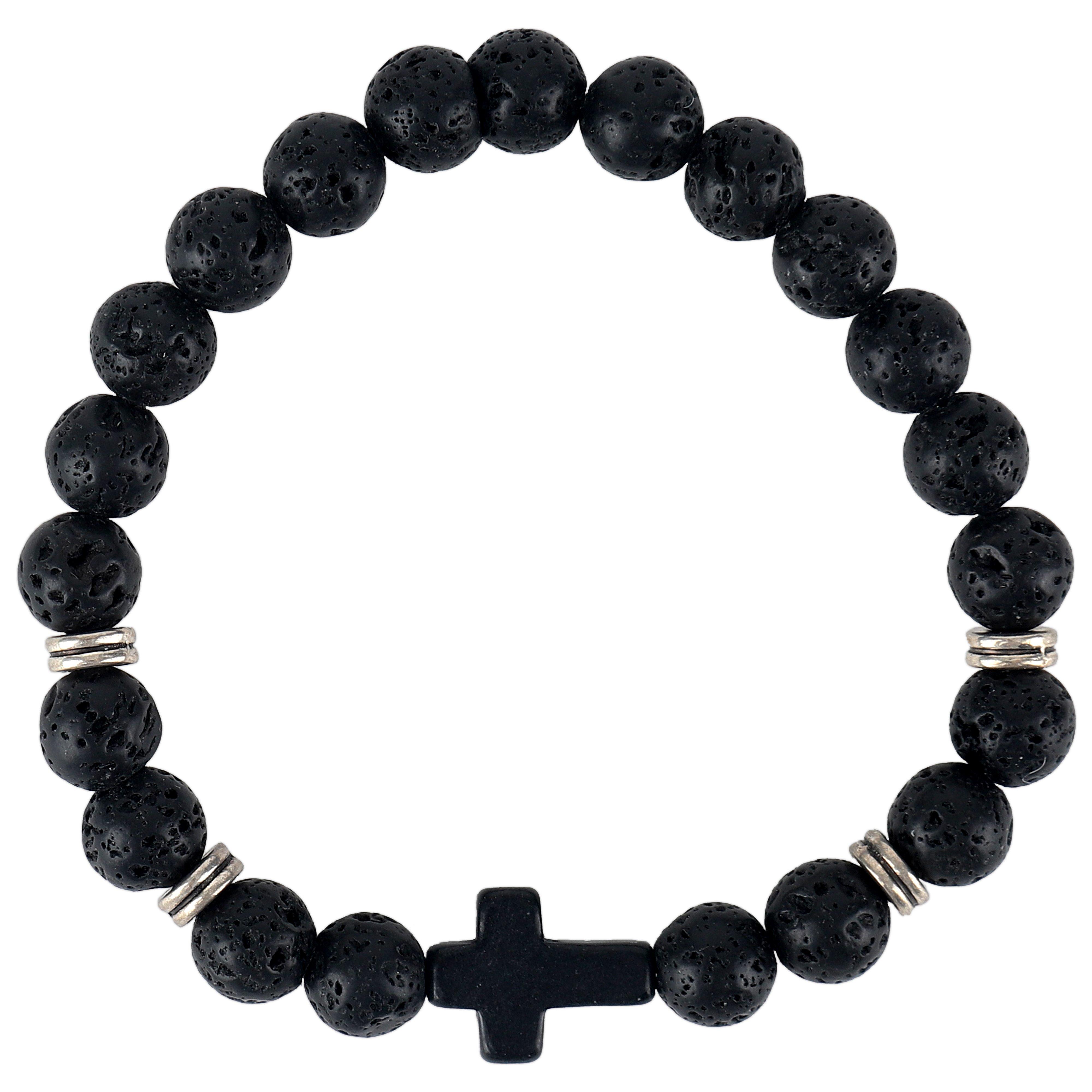 Boho Cross Stretch Bracelet, Lava Rock | Mardel | 4137170