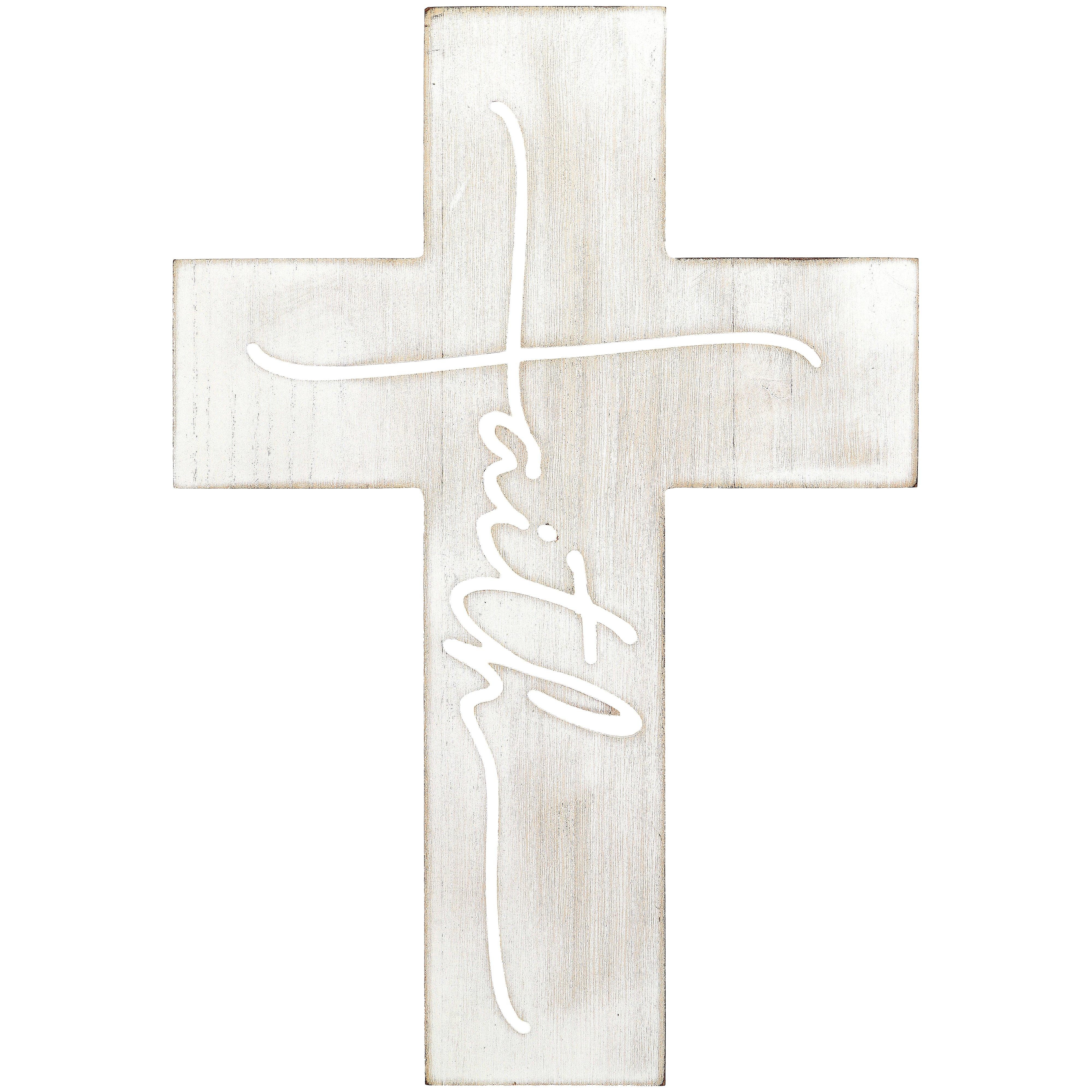Renewing Faith, Faith Cutout White Wall Cross, 19 x 12.5 inches