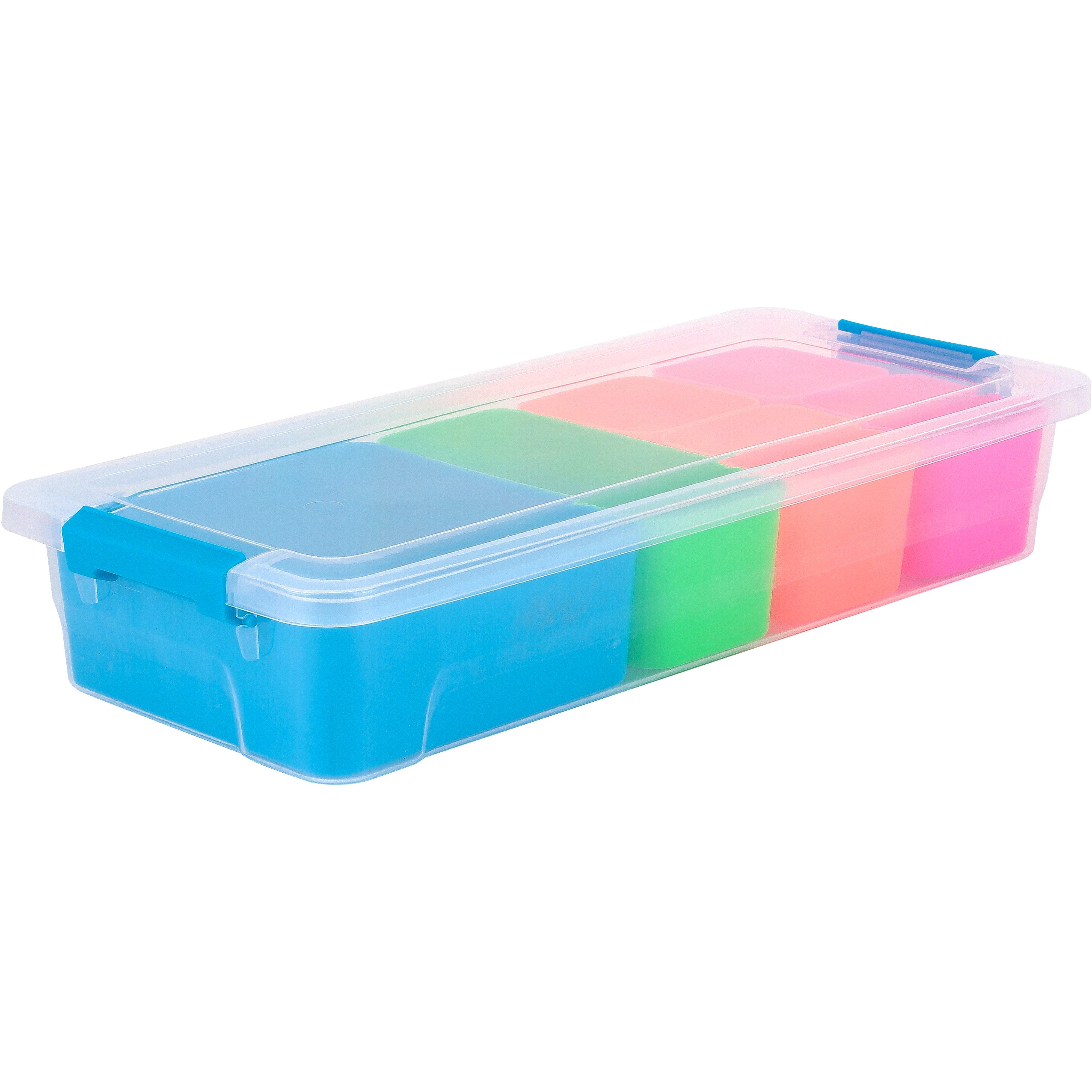 Ezy Storage, Storage Container With 6 Cups, Neon & Clear