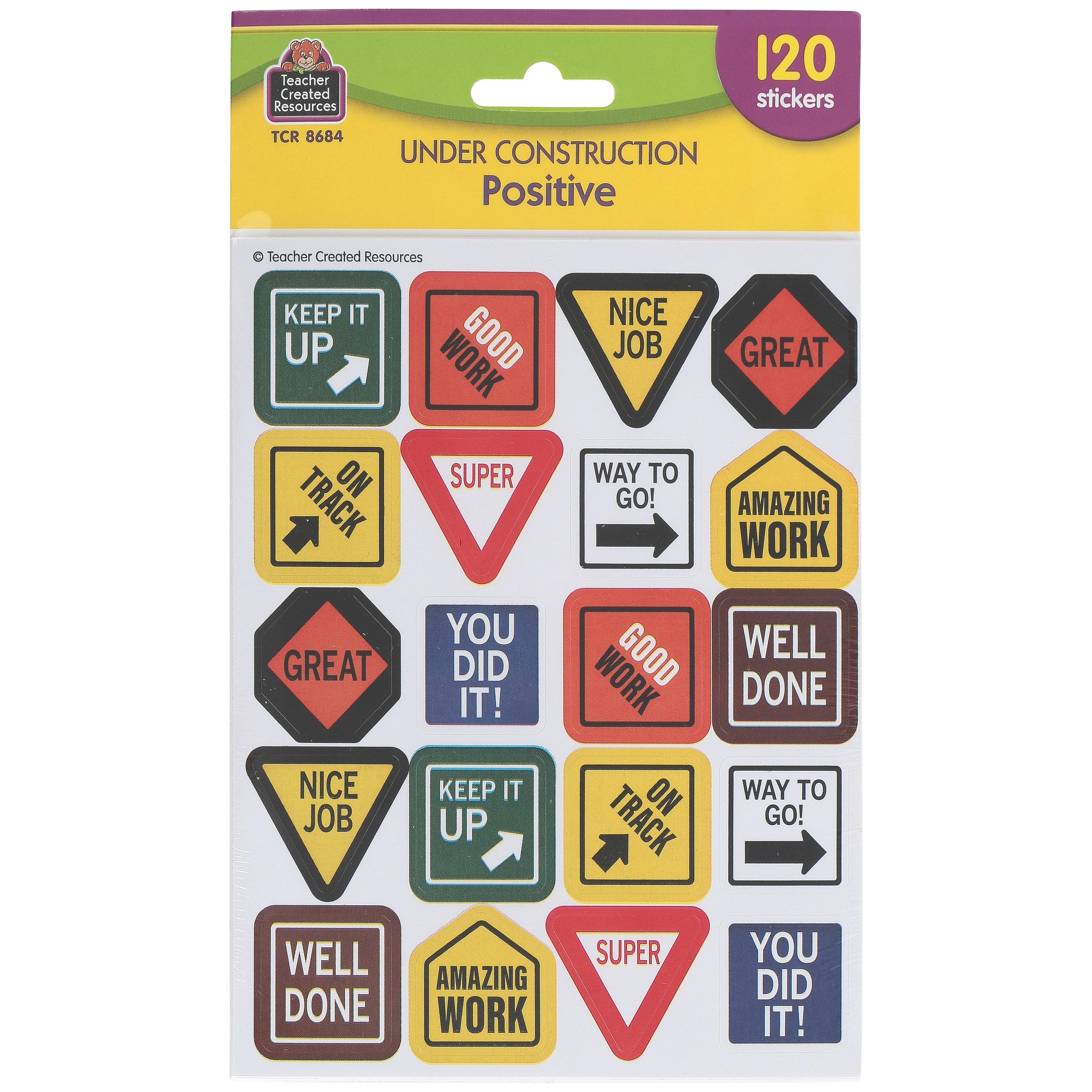 Under Construction Positive Stickers, 1 inch, 120 Pieces | Mardel | 4201950