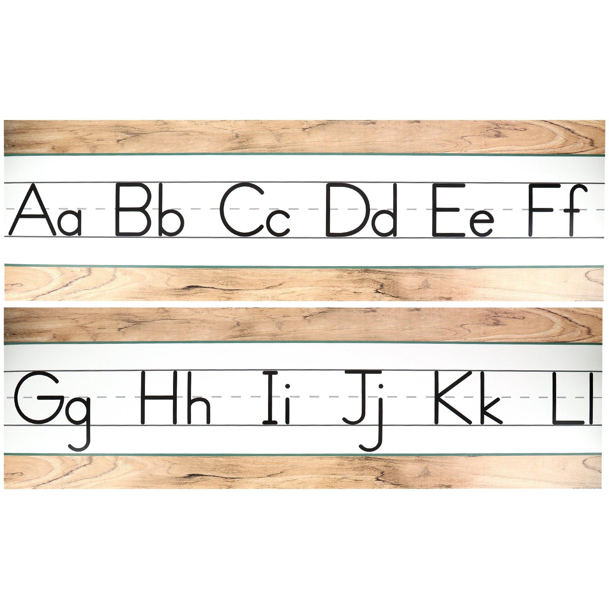 School Shop, Wood Alphabet Writing Line Bulletin Board Set, 5 pieces