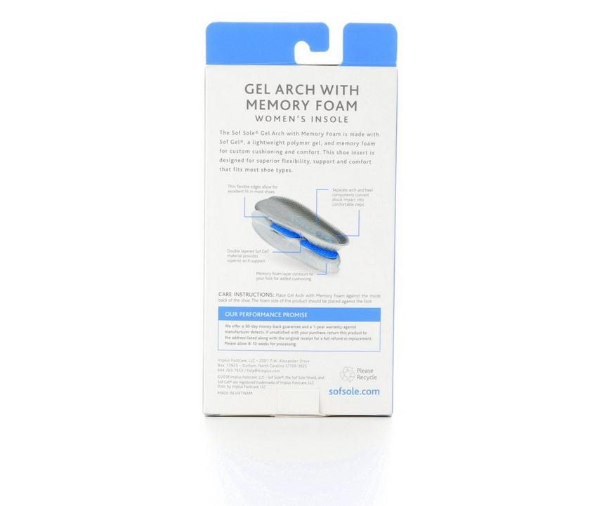 Sof Sole 3/4 Gel Arch Memory Support Insoles