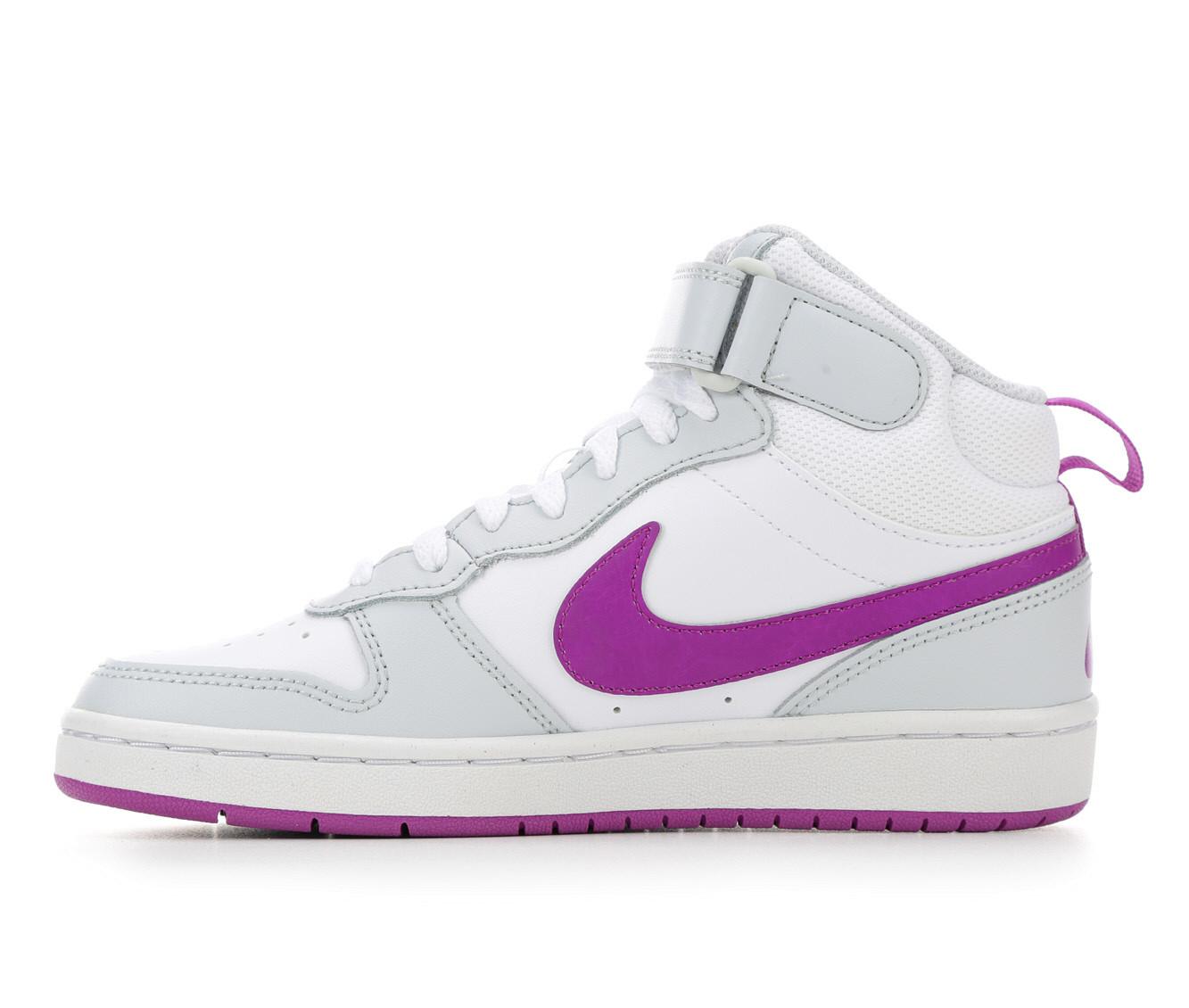 WHITE NIKE Girls Big Kid Court Borough 2 Mid Sneaker