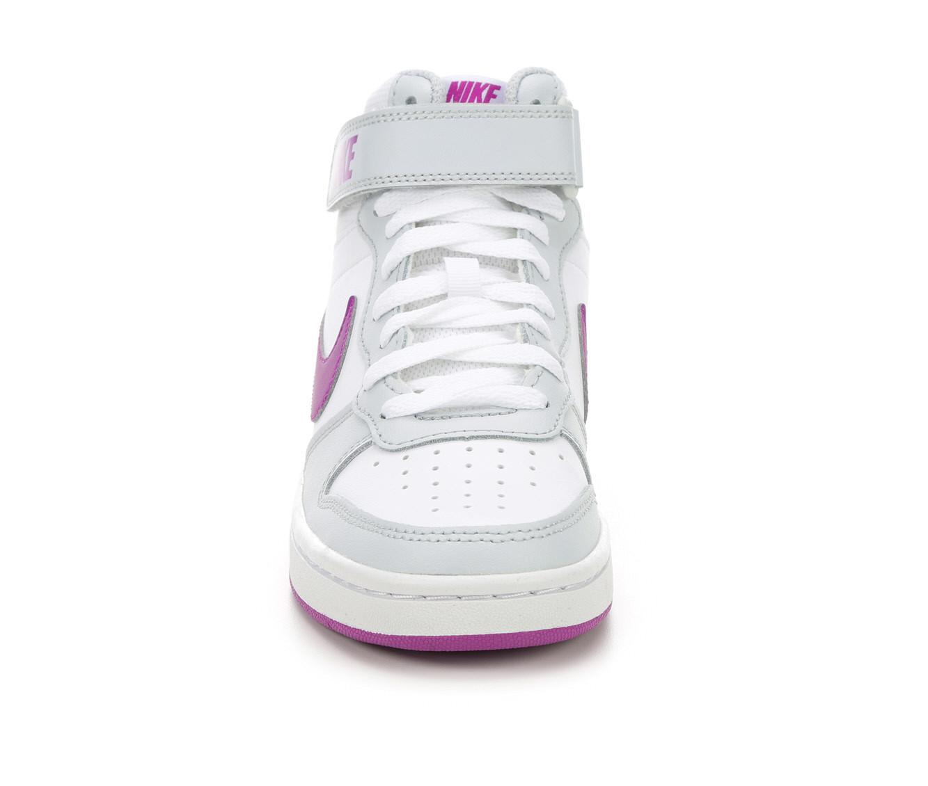 WHITE NIKE Girls Big Kid Court Borough 2 Mid Sneaker