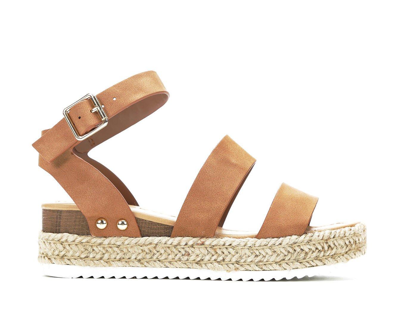 Soda ankle banded tan store womens espadrille flatform sandals