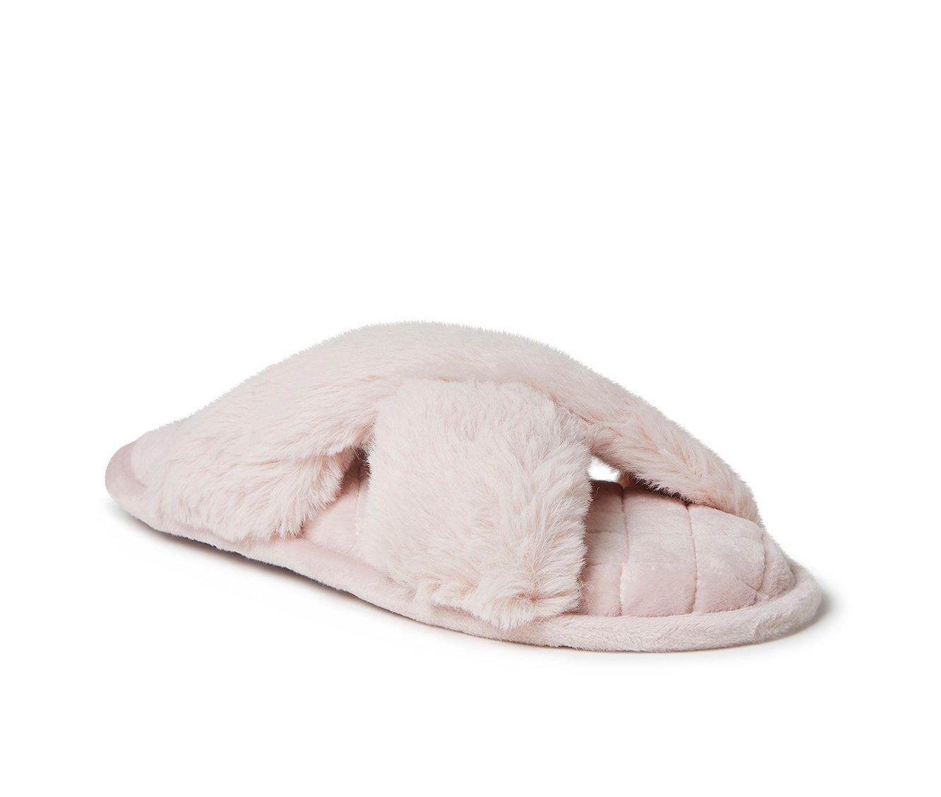 Dearfoams Jessica Furry CrissCross Slide Slippers