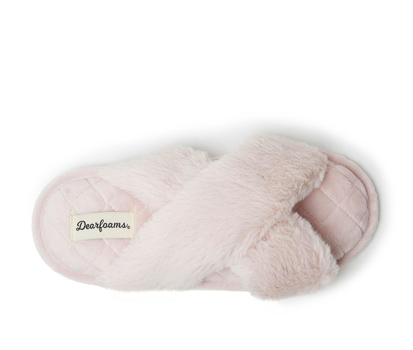 Dearfoams Jessica Furry CrissCross Slide Slippers