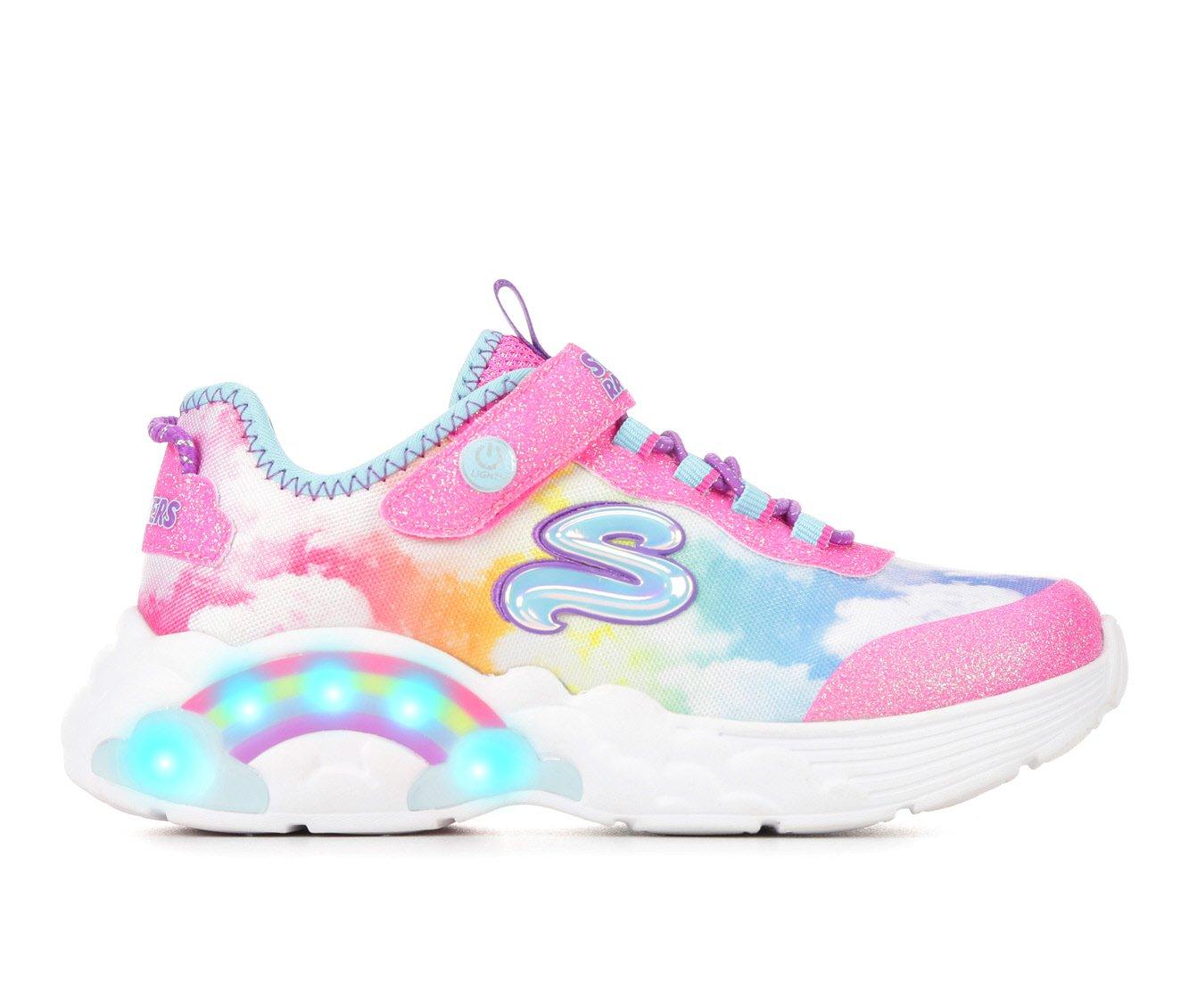 Girls Skechers Little Kid Rainbow Racer Light Up Wedge Sneakers Shoe Carnival