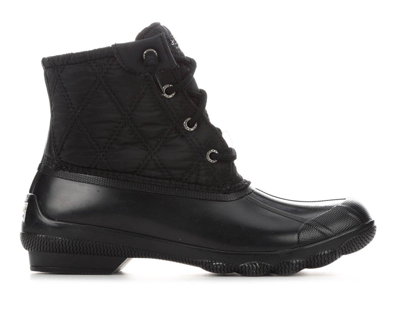 Black quilted sperry outlet boots