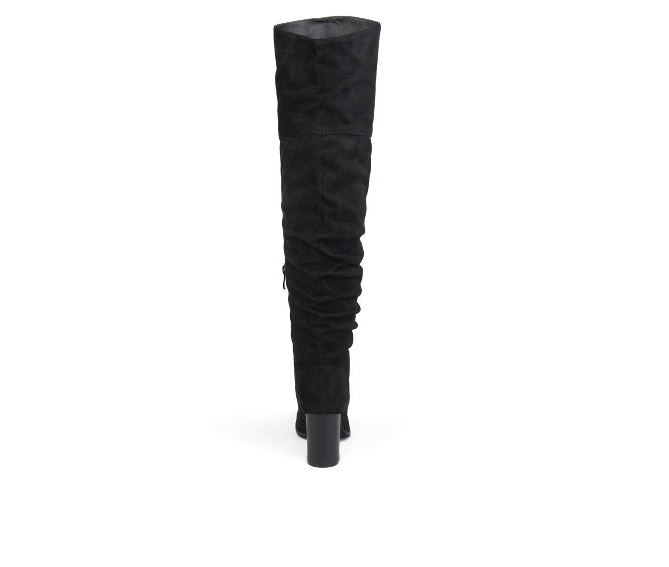 Wide calf over the knee black suede clearance boots