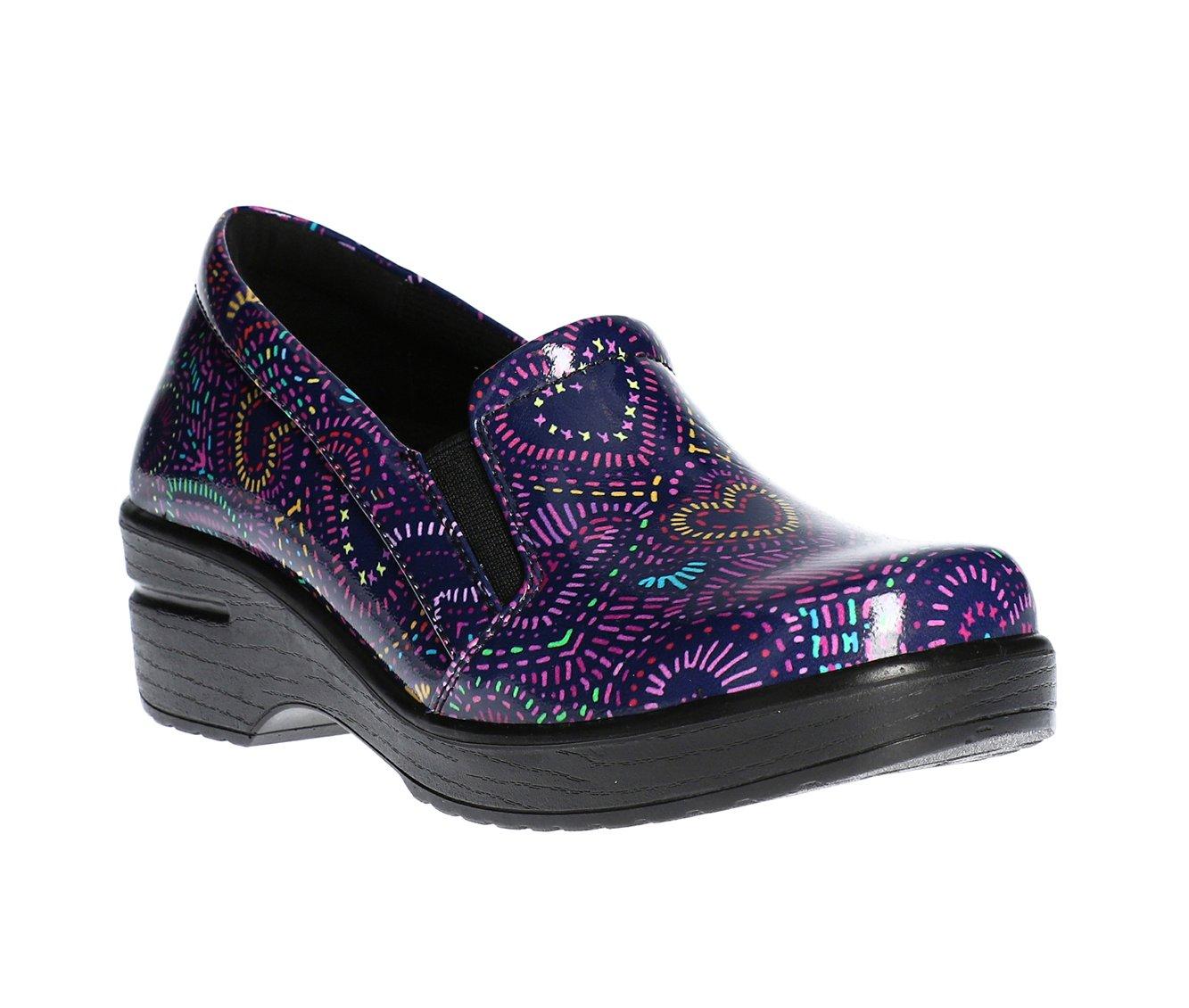 Women's Easy Works by Easy Street Leeza Purple Hearts Slip-Resistant Clogs