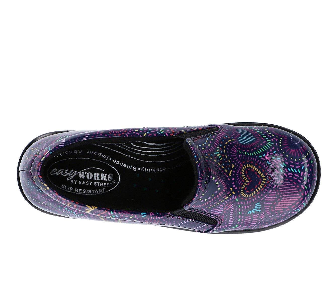 Women's Easy Works by Easy Street Leeza Purple Hearts Slip-Resistant Clogs