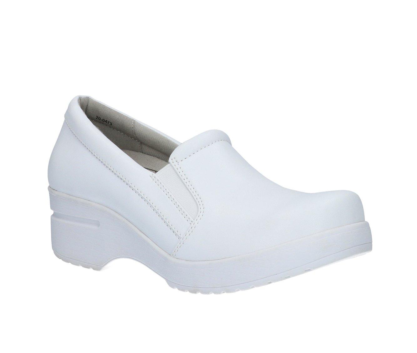 Women's Easy Works by Easy Street Lezza White Slip-Resistant Clogs