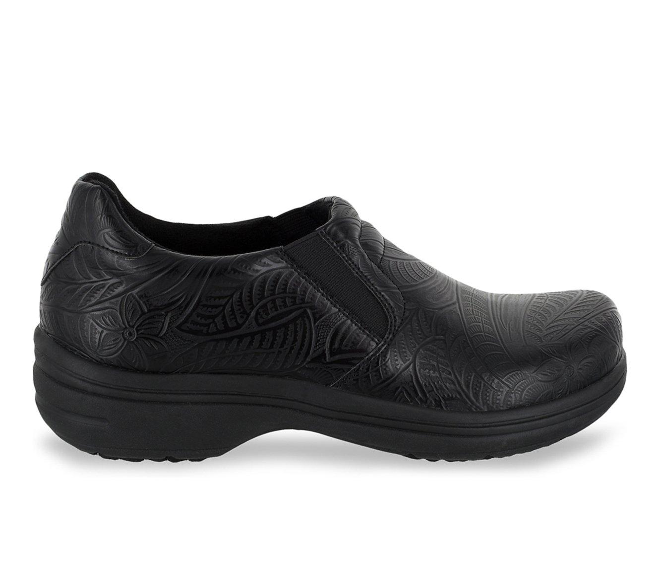 Women's Easy Works by Easy Street Bind Embossed Leather Slip-Resistant Clogs