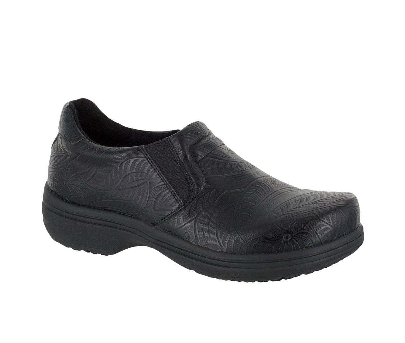 Women's Easy Works by Easy Street Bind Embossed Leather Slip-Resistant Clogs