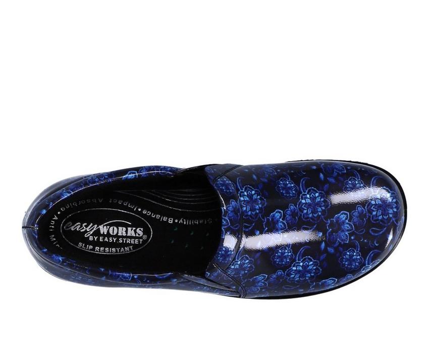 Women's Easy Works by Easy Street Tiffany Navy Henna Floral Slip-Resistant Clogs