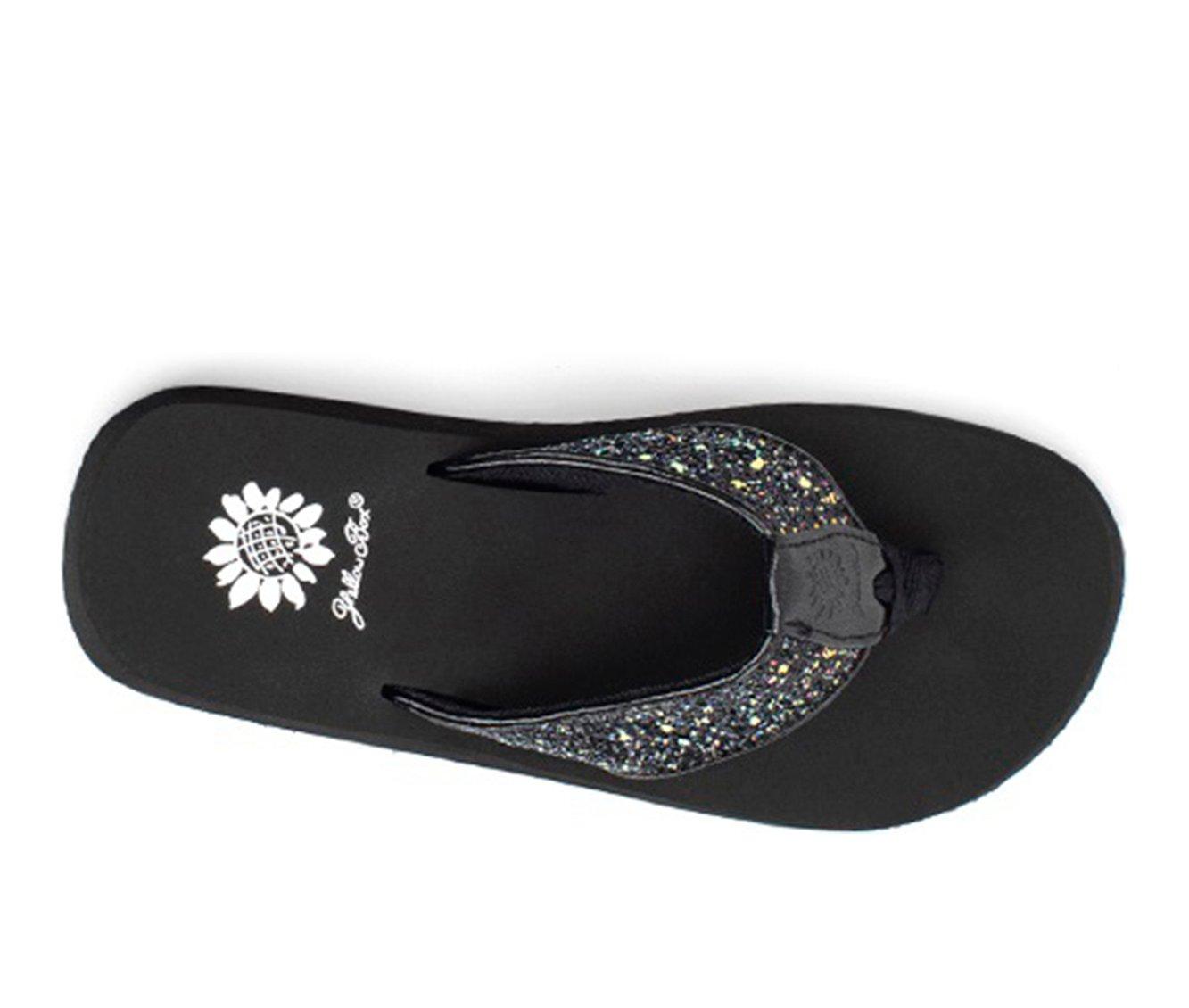 Yellow box sparkle cheap flip flops