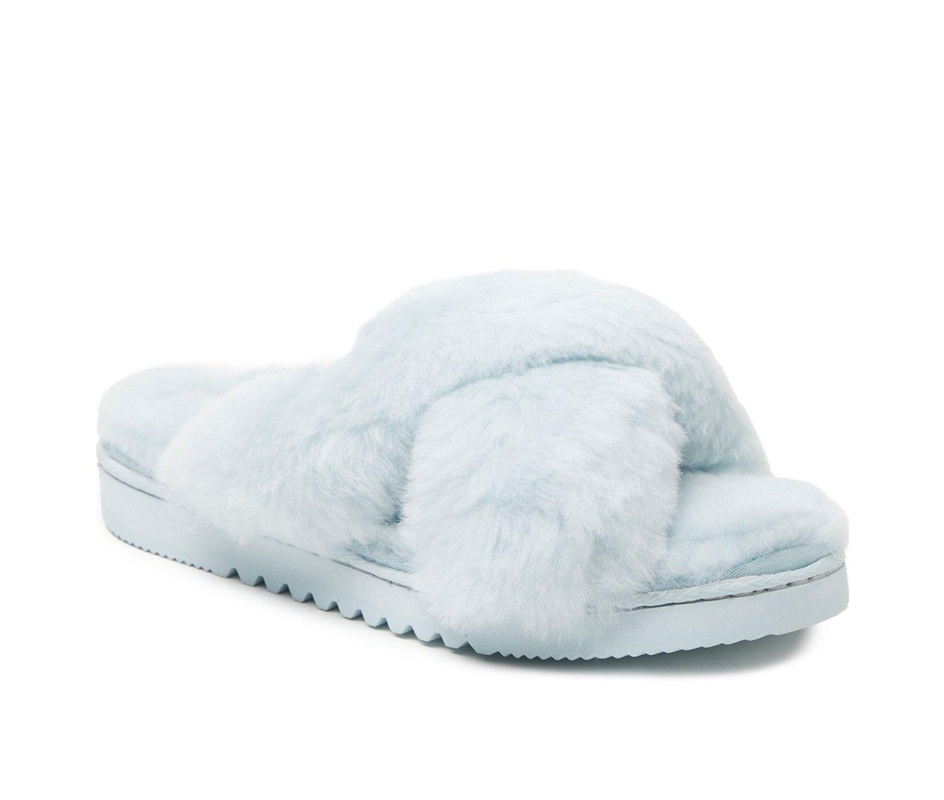 Fireside by Dearfoams Women's New Castle Genuine Shearling Cross Slide Slippers