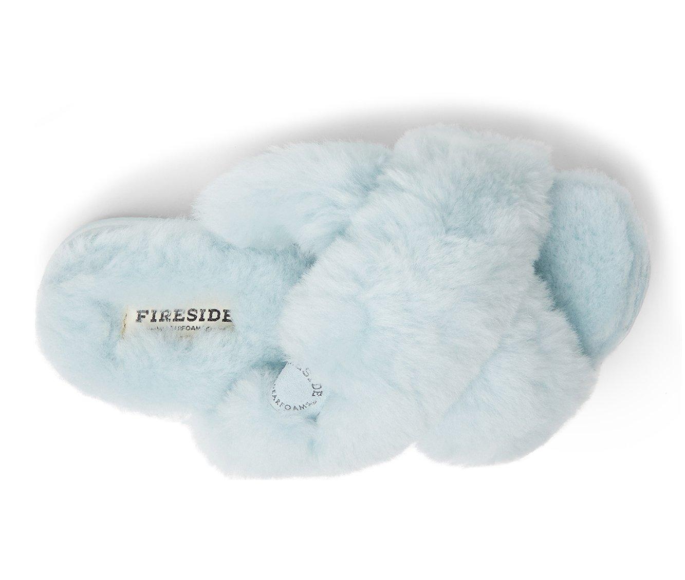 Fireside by Dearfoams Women's New Castle Genuine Shearling Cross Slide Slippers