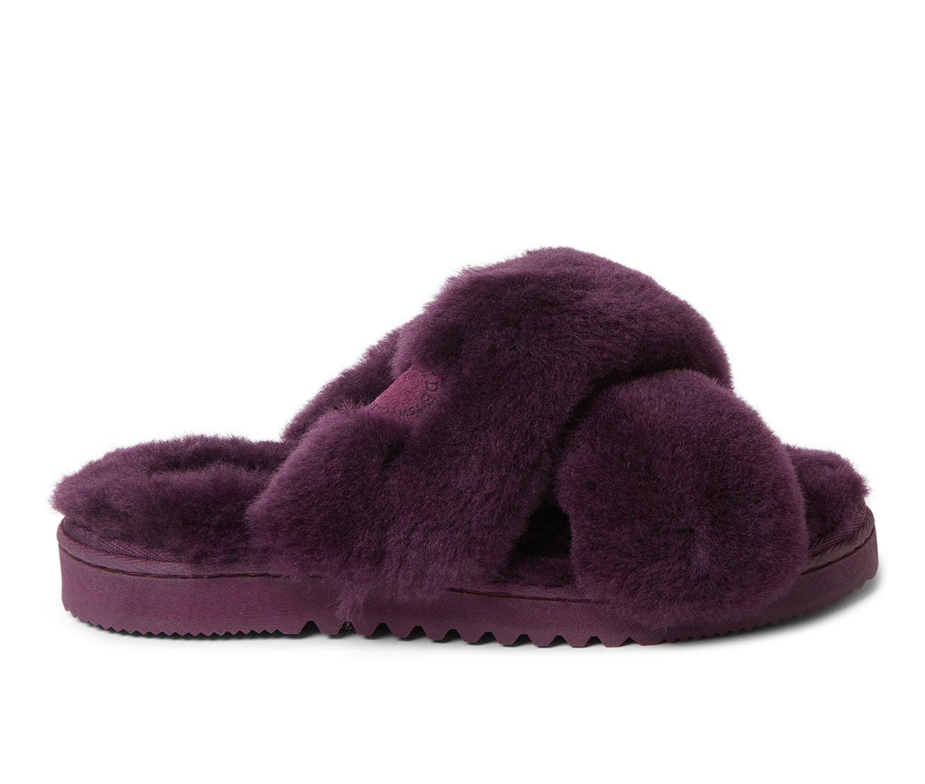 Fireside by Dearfoams Women's New Castle Genuine Shearling Cross Slide Slippers