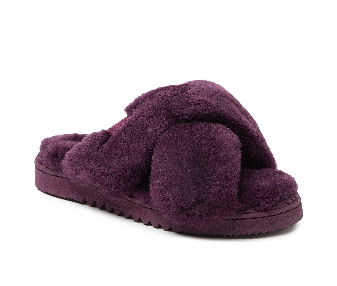 Fireside by Dearfoams Women's New Castle Genuine Shearling Cross Slide Slippers