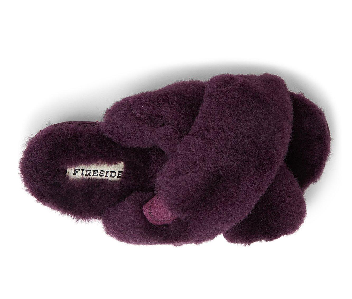 Fireside by Dearfoams Women's New Castle Genuine Shearling Cross Slide Slippers