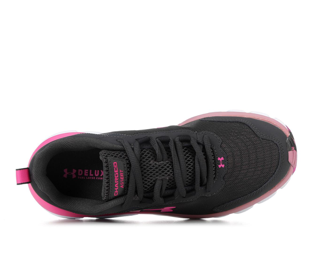 Womens black and shop pink under armour shoes