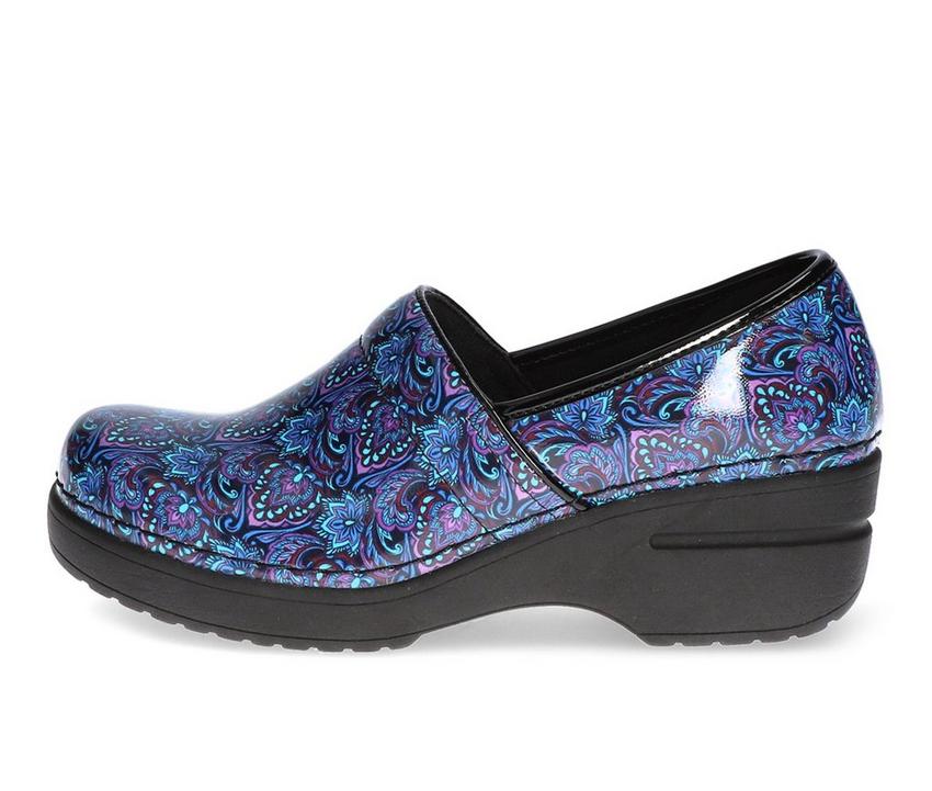 Women's Easy Works by Easy Street Lead Navy Paisley Slip-Resistant Clogs