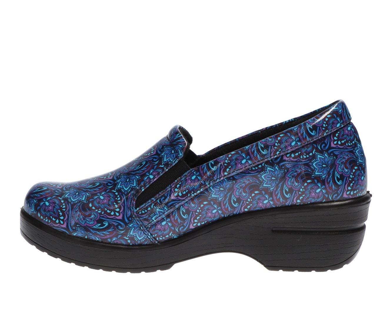 Women's Easy Works by Easy Street Leeza Navy Paisley Slip-Resistant Clogs